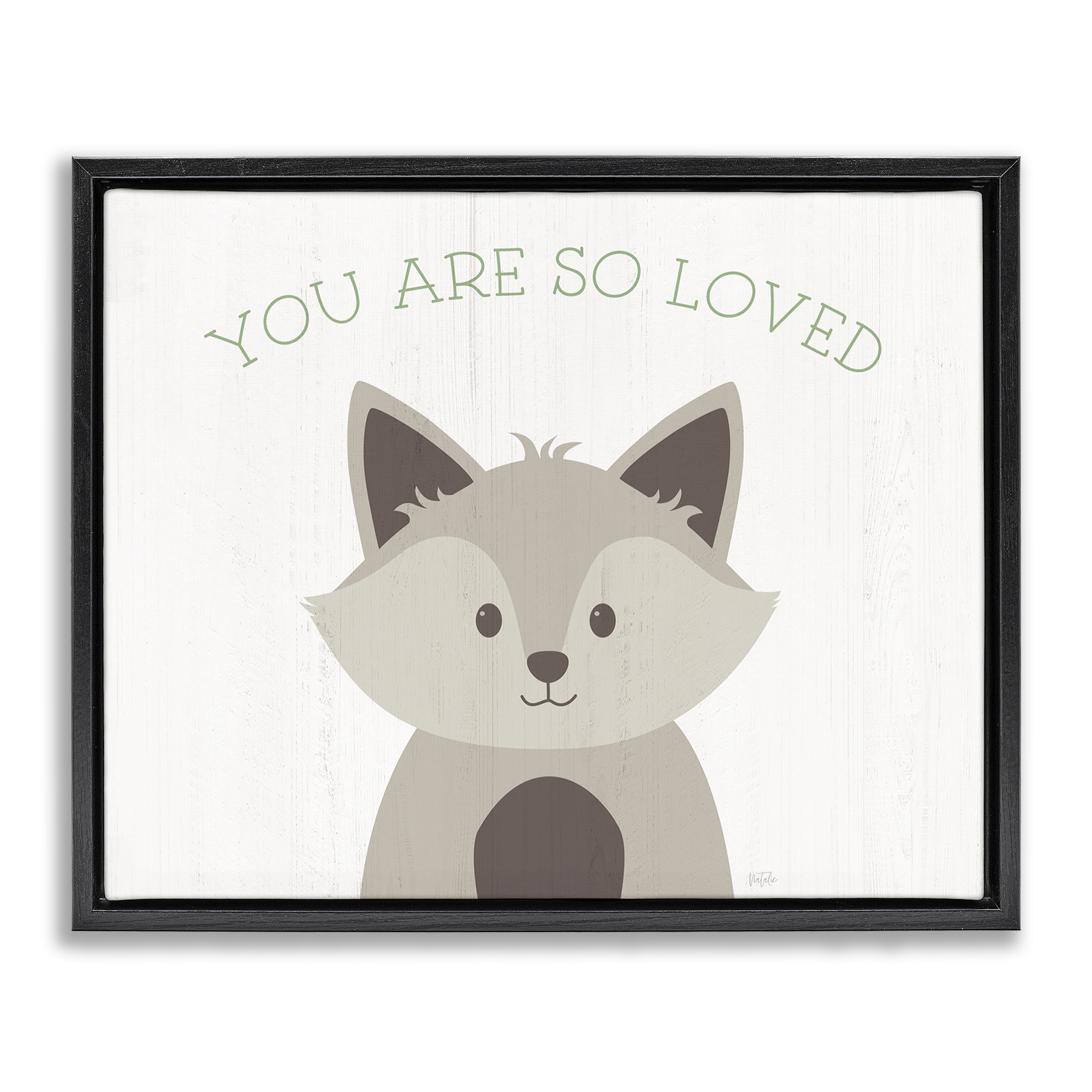 Stupell Industries So Loved Smiling Fox Animals Painting Black Floater Framed Canvas Art Print Wall Art, 31 x 25