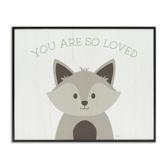 Stupell Industries So Loved Smiling Fox Animals Painting Black Framed Art Print Wall Art, 14 x 11