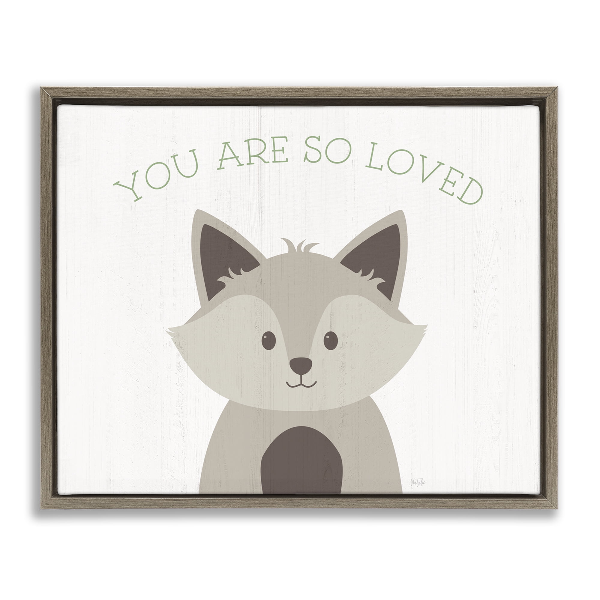 Stupell Industries So Loved Smiling Fox Animals Painting Brown Floater Framed Canvas Art Print Wall Art, 31 x 25