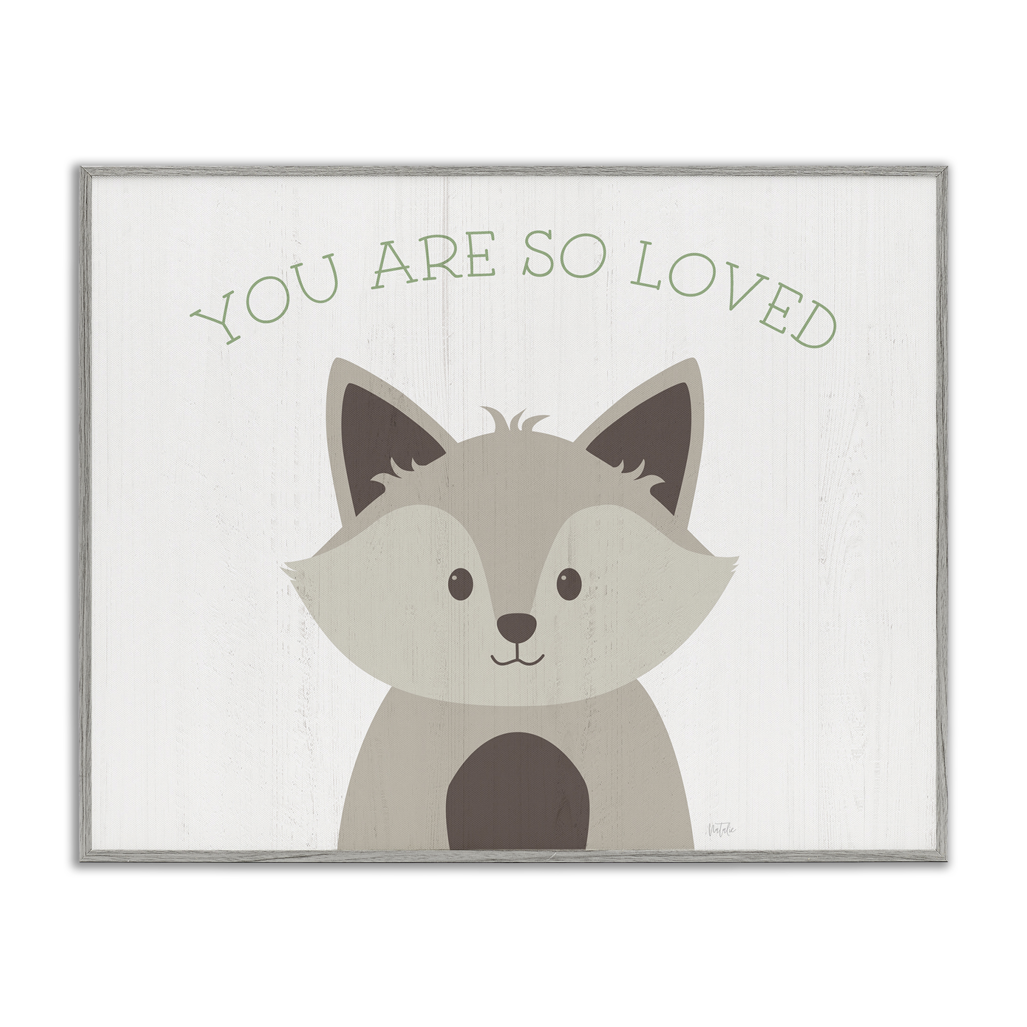 Stupell Industries So Loved Smiling Fox Animals Painting Gray Framed Art Print Wall Art, 14 x 11