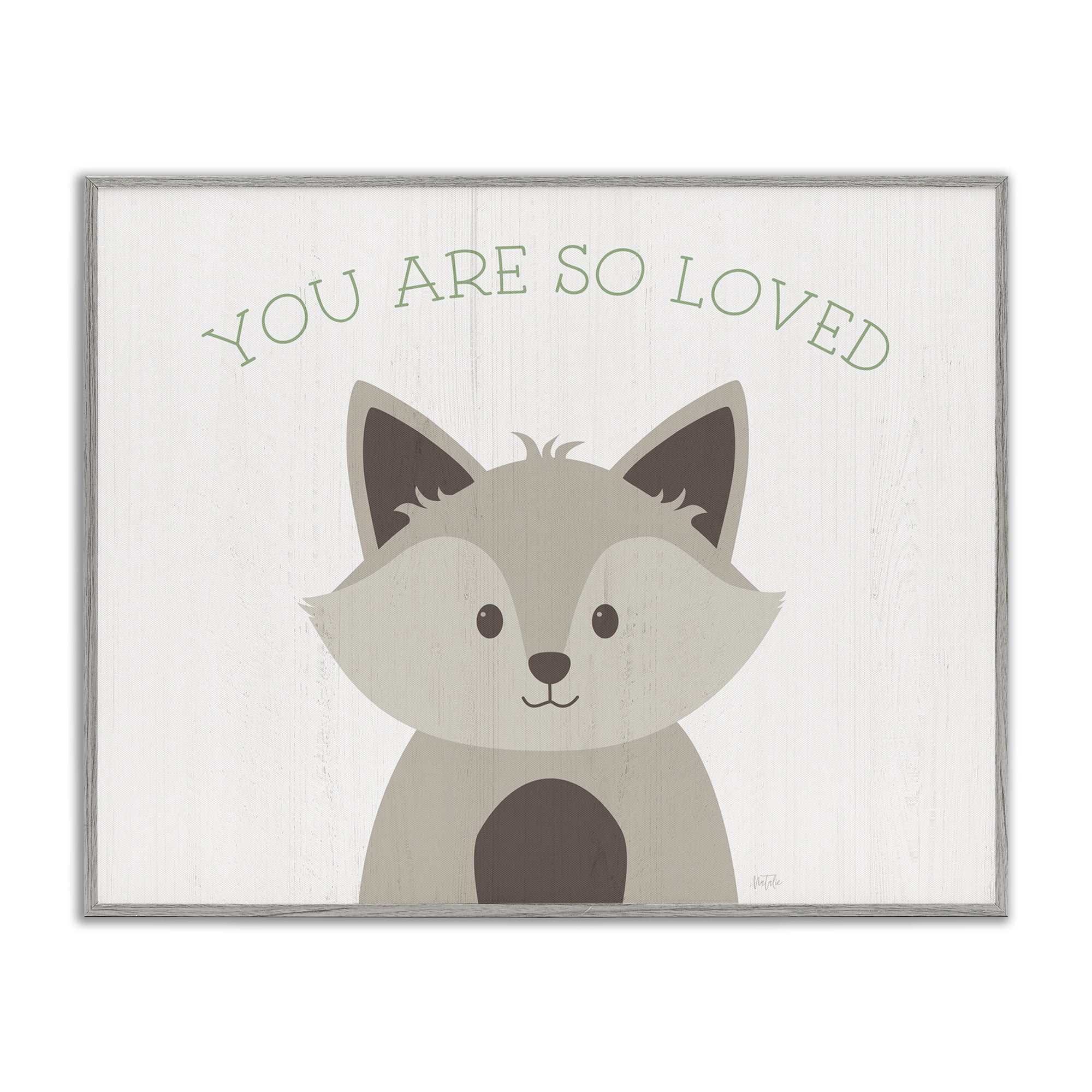 Stupell Industries So Loved Smiling Fox Animals Painting Gray Framed Art Print Wall Art, 30 x 24