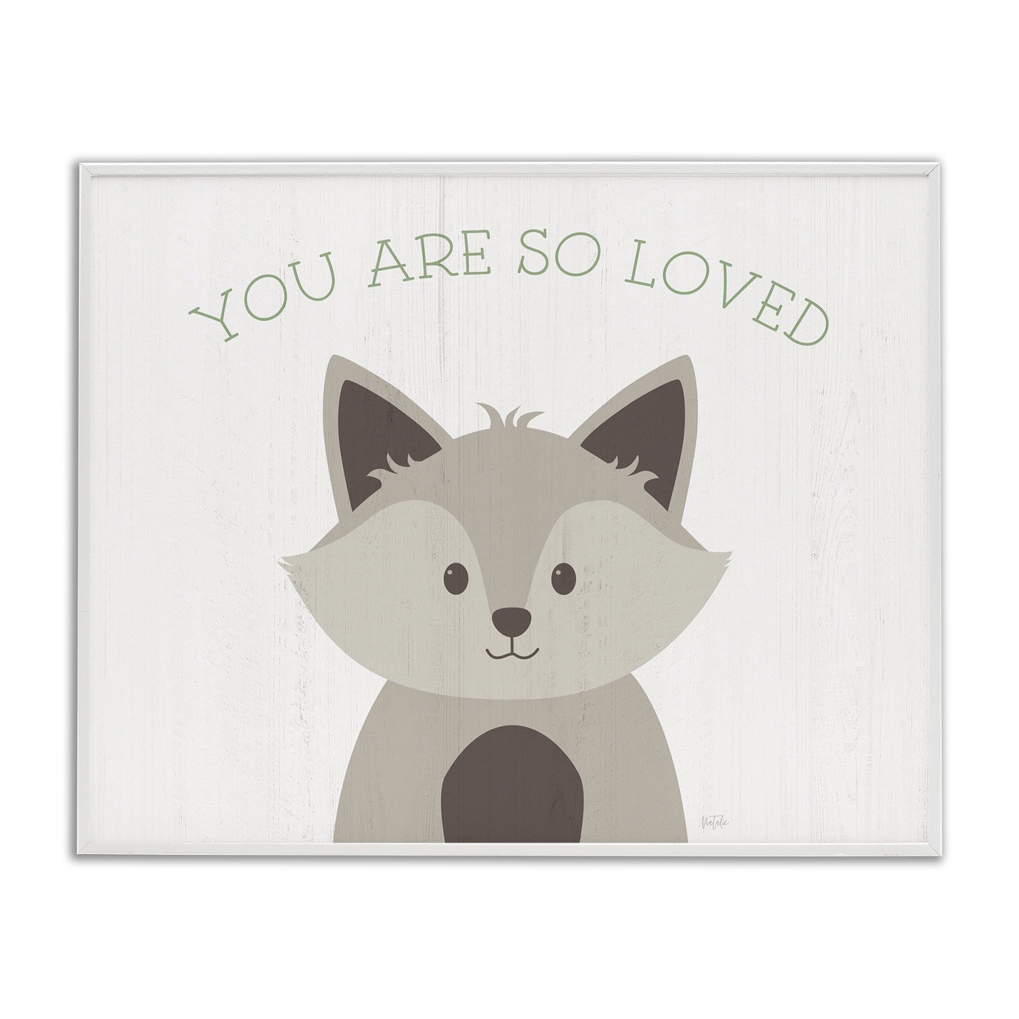 Stupell Industries So Loved Smiling Fox Animals Painting White Framed Art Print Wall Art, 30 x 24