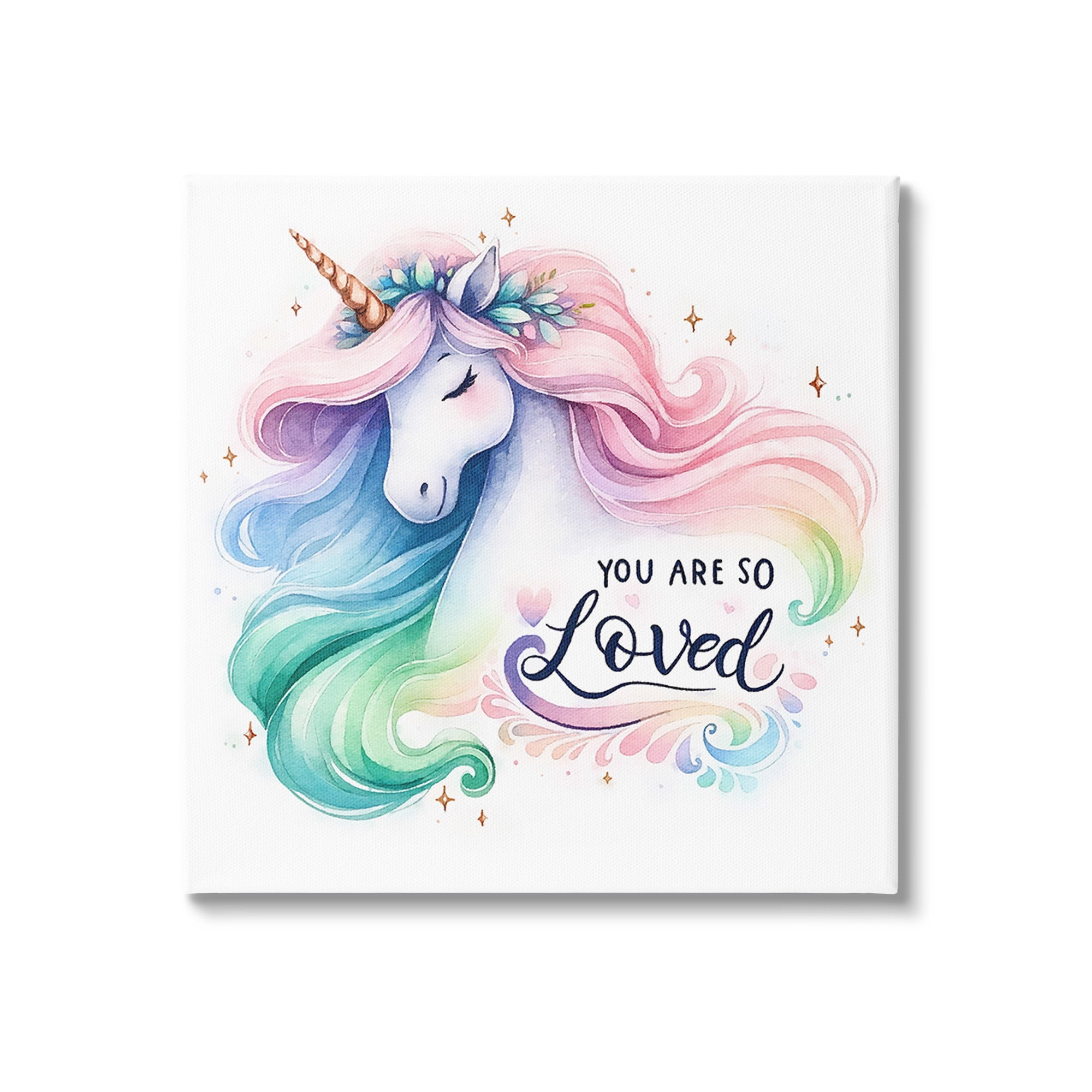 Stupell Industries So Loved Unicorn Fairy Tales & Fantasy Painting Gallery Wrapped Canvas Art Print Wall Art, 24 x 24