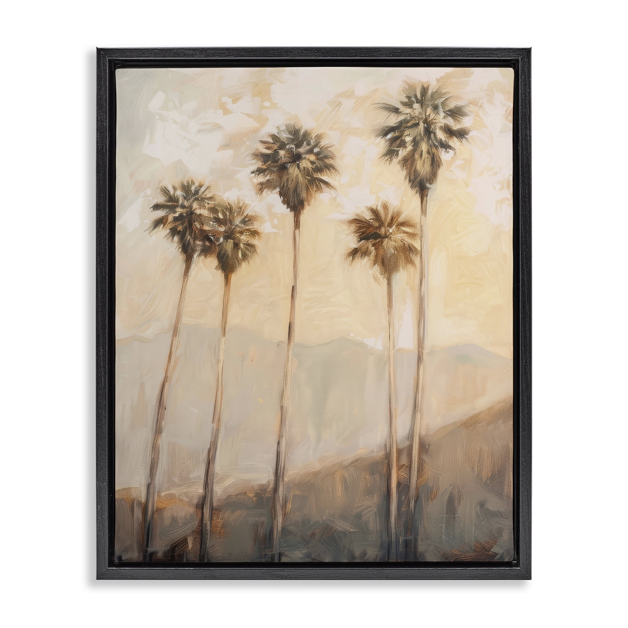 Stupell Industries SoCal Sunny Palm Trees Landscape & Nature Painting Black Floater Framed Canvas Art Print Wall Art, 25 x 31