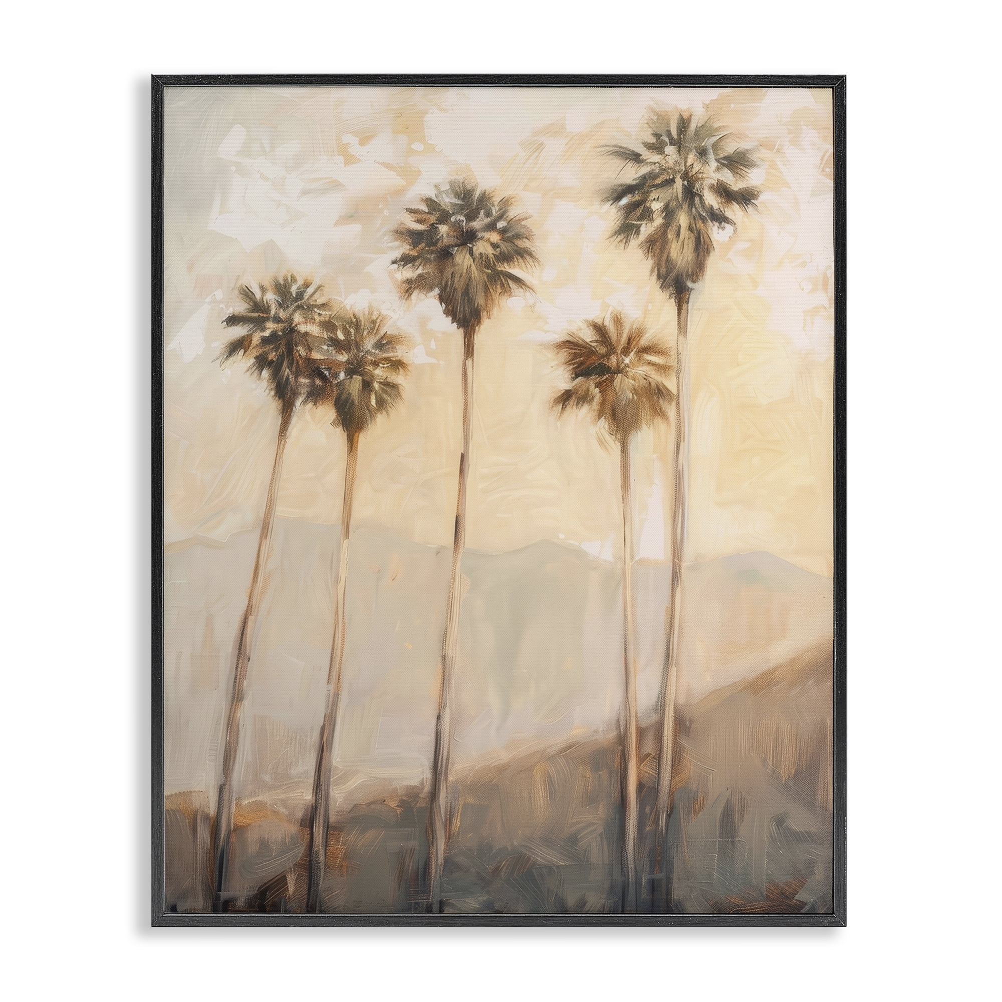 Stupell Industries SoCal Sunny Palm Trees Landscape & Nature Painting Black Framed Art Print Wall Art, 16 x 20