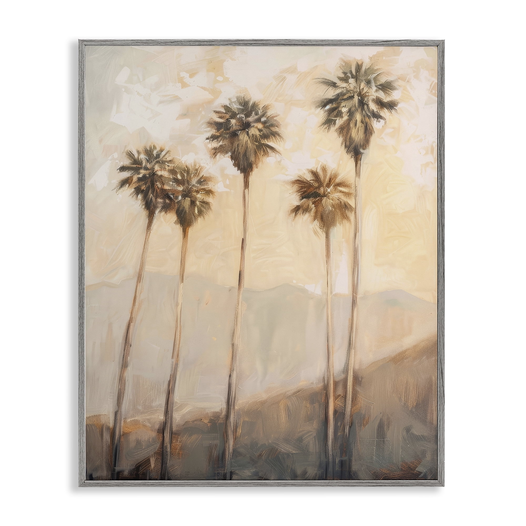 Stupell Industries SoCal Sunny Palm Trees Landscape & Nature Painting Gray Framed Art Print Wall Art, 16 x 20