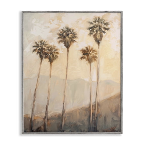 Stupell Industries SoCal Sunny Palm Trees Landscape & Nature Painting Gray Framed Art Print Wall Art, 16 x 20
