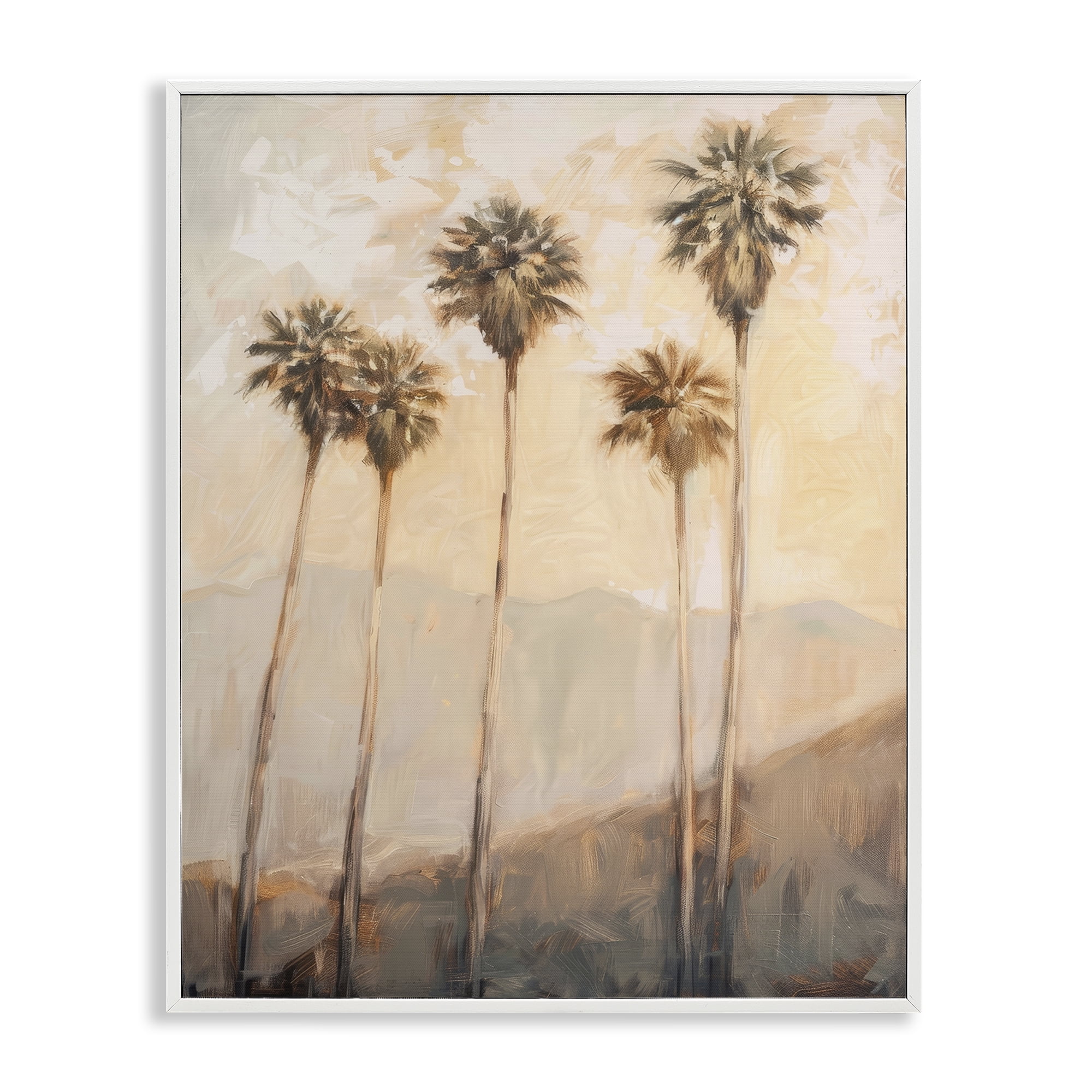 Stupell Industries SoCal Sunny Palm Trees Landscape & Nature Painting White Framed Art Print Wall Art, 16 x 20