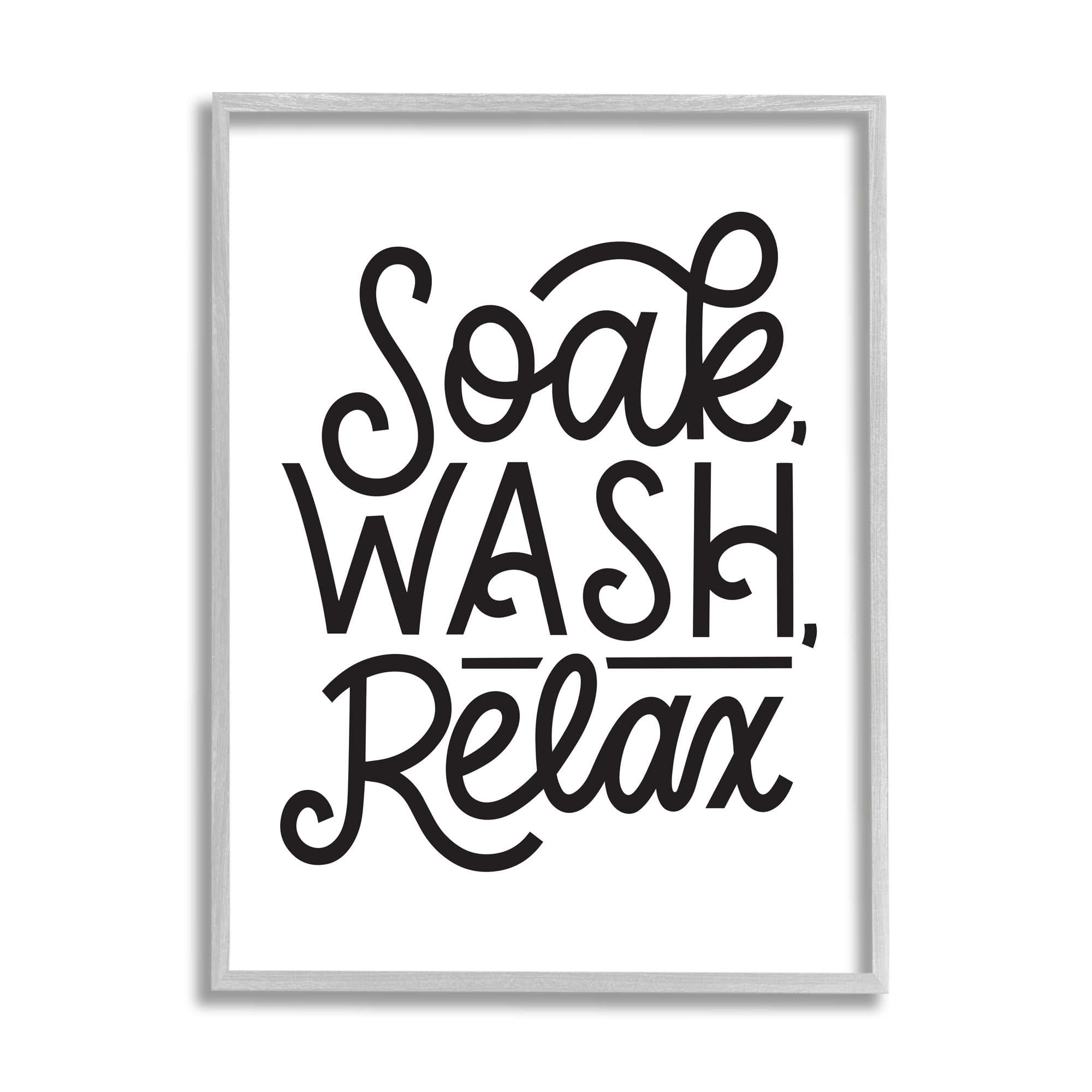 Stupell Industries Soak Relax Bathroom Bold Novelty Calligraphy Sign,16 x 20, Design by Jalynn Heerdt