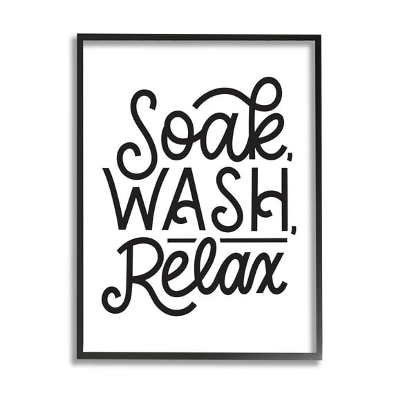 Stupell Industries Soak Relax Bathroom Bold Novelty Calligraphy Sign,24 x 30, Design by Jalynn Heerdt