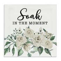 Stupell Industries Soak The Moment Florals Bath & Laundry Painting Wrapped Canvas Art Print Wall Art, 17 x 17