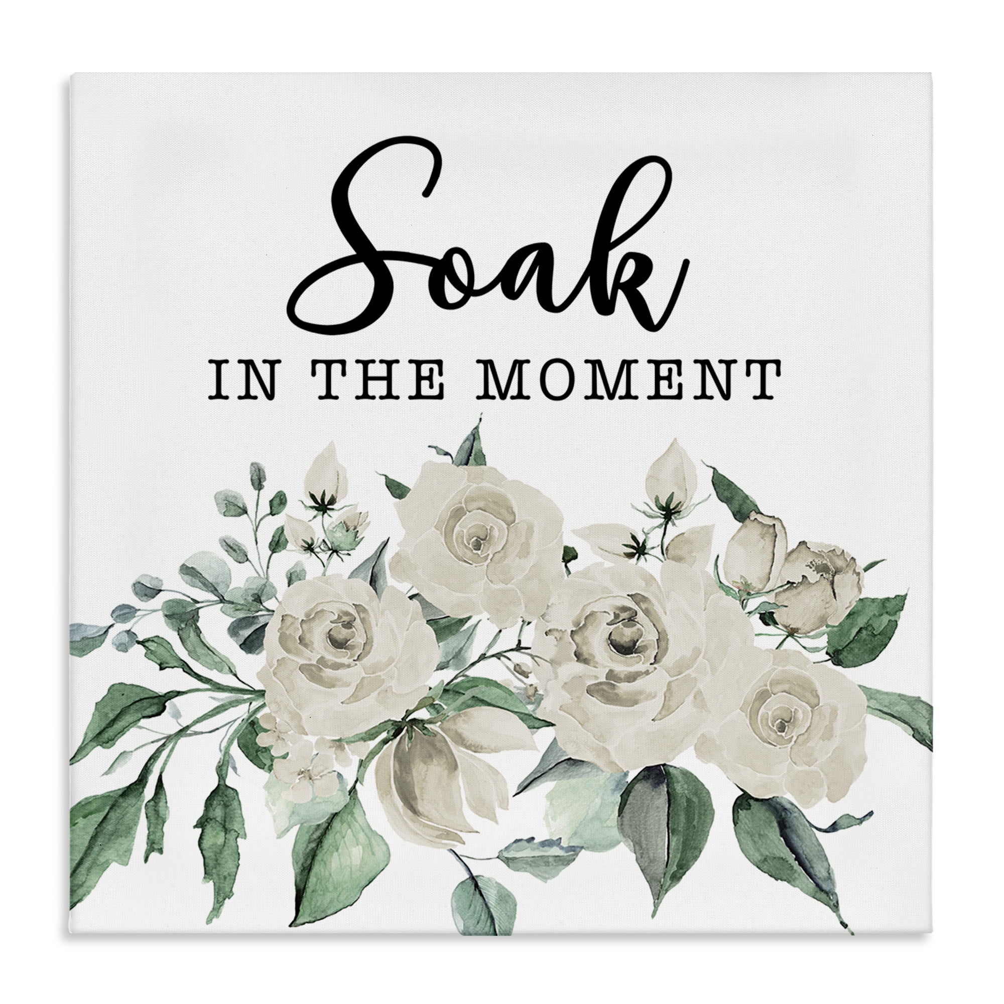 Stupell Industries Soak The Moment Florals Bath & Laundry Painting Wrapped Canvas Art Print Wall Art, 36 x 36