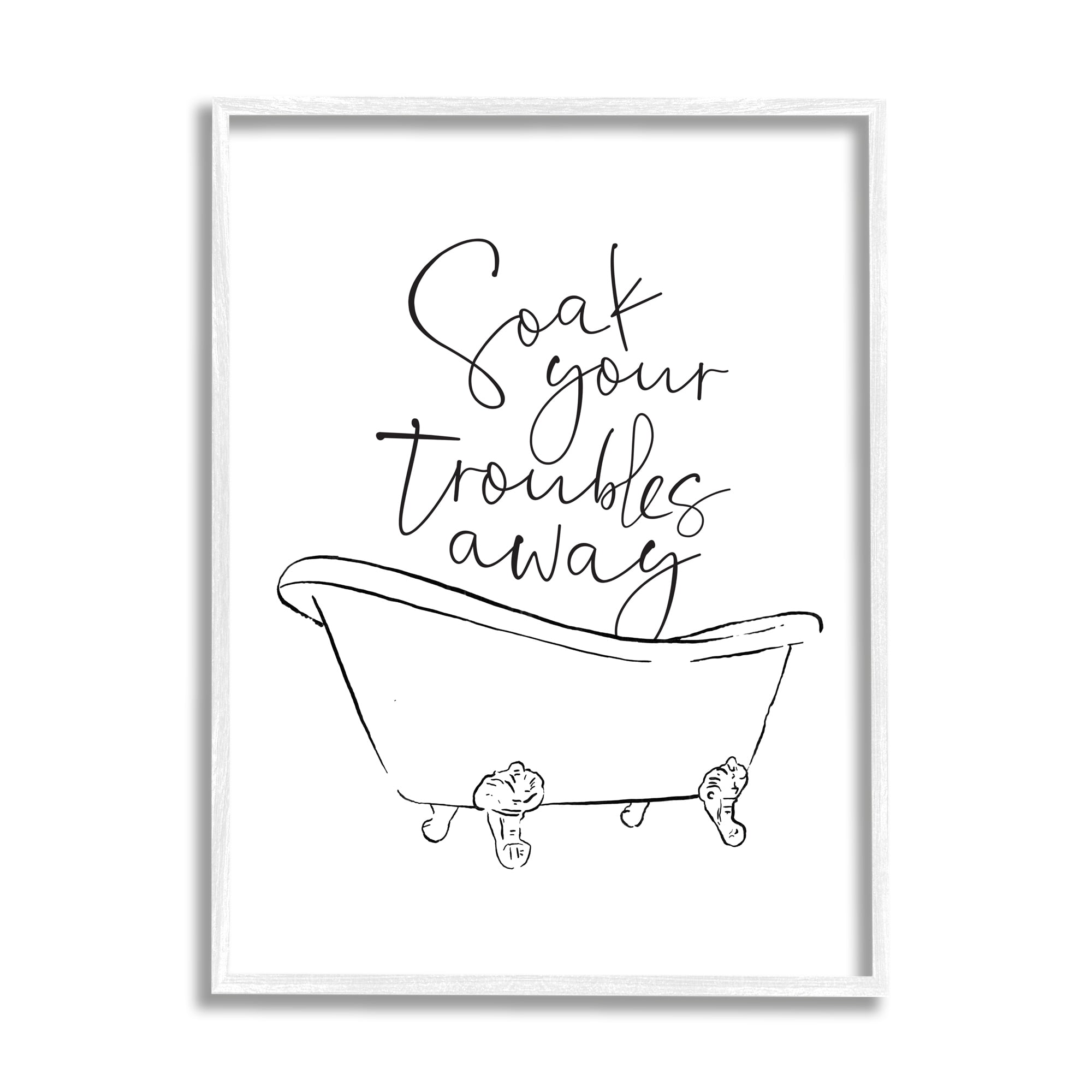 Stupell Industries Soak Your Troubles Away Ink Drawing Bathroom Design, 11 x 14,Design by Milli Villa