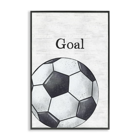 Stupell Industries Soccer Ball Goal Sports Painting Black Framed Art Print Wall Art, 12 x 18