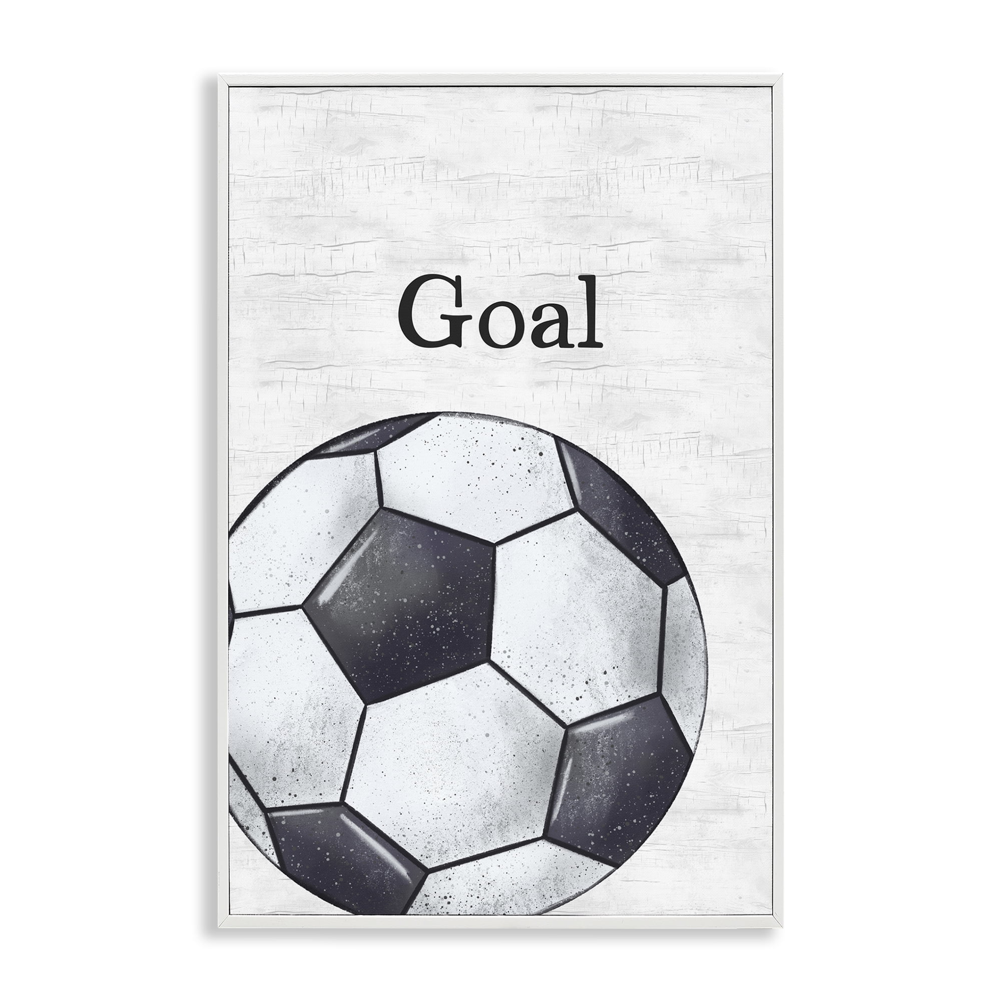 Stupell Industries Soccer Ball Goal Sports Painting White Framed Art Print Wall Art, 20 x 30