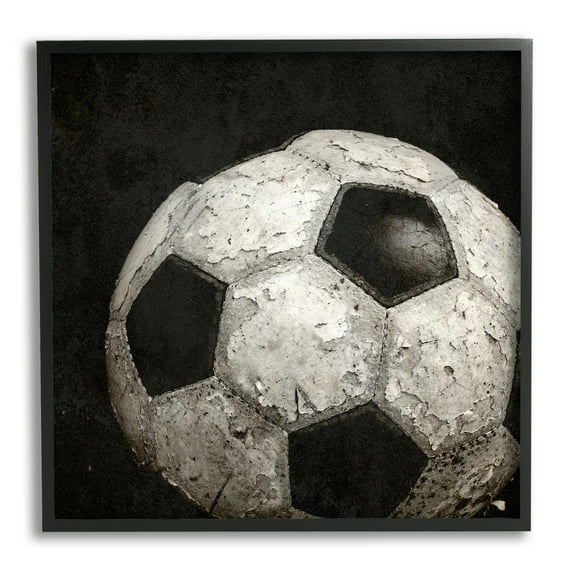 Stupell Industries Soccer Ball Photography Sports Photography Black Framed Art Print Wall Art, 12 x 12