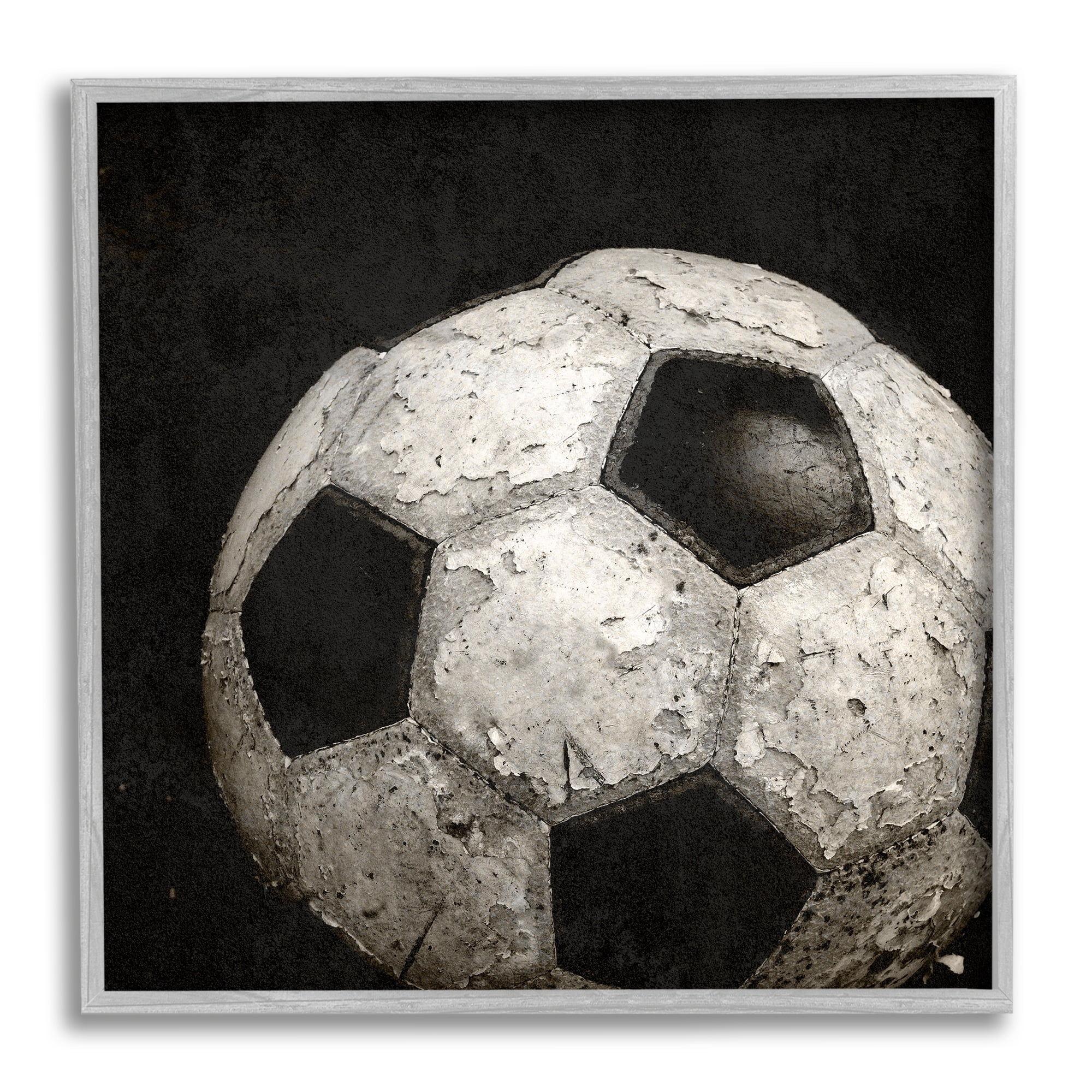 Stupell Industries Soccer Ball Photography Sports Photography Gray Framed Art Print Wall Art, 17 x 17