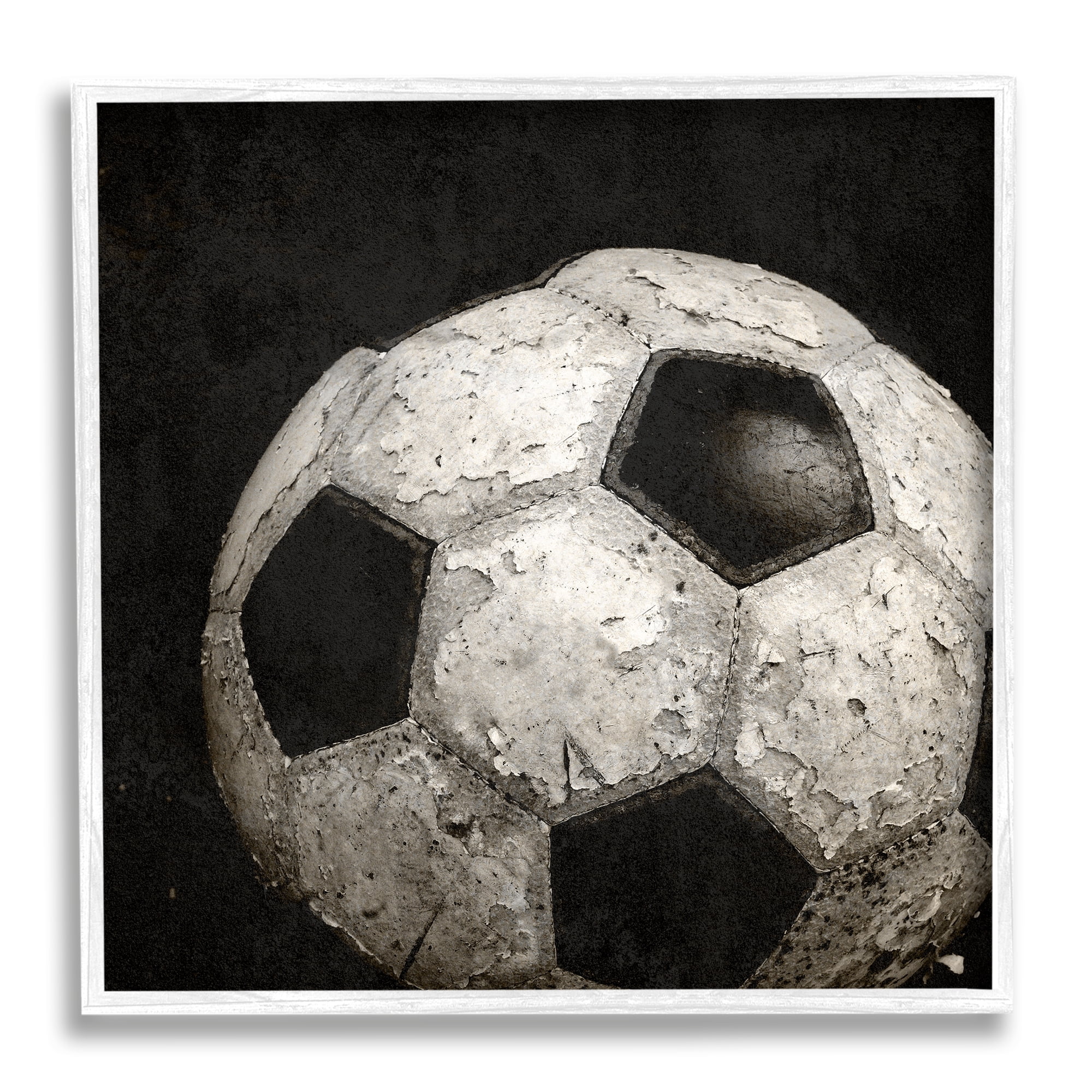 Stupell Industries Soccer Ball Photography Sports Photography White Framed Art Print Wall Art, 12 x 12