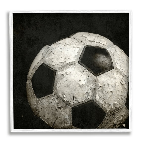 Stupell Industries Soccer Ball Photography Sports Photography White Framed Art Print Wall Art, 24 x 24