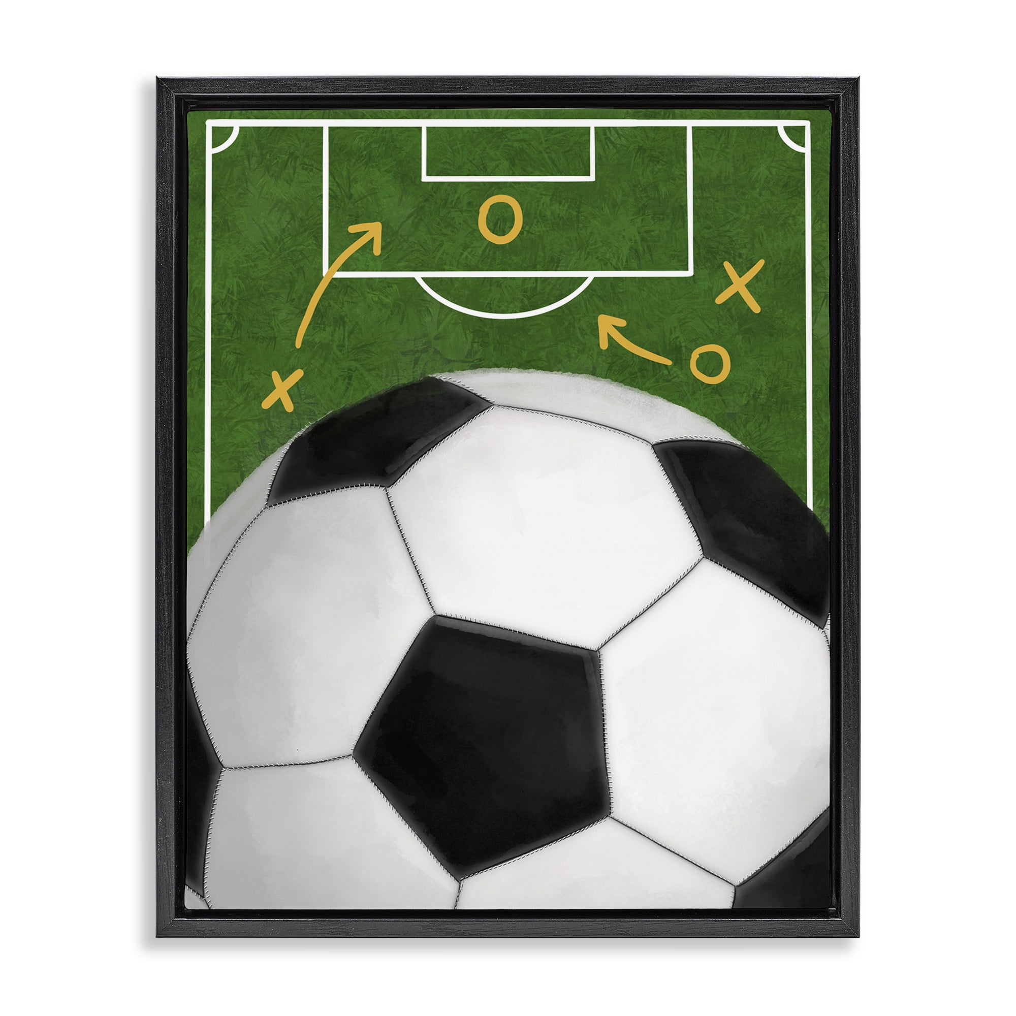 Stupell Industries Soccer Field & Ball Black Framed Floater Canvas Wall Art, design by Jennifer Stith
