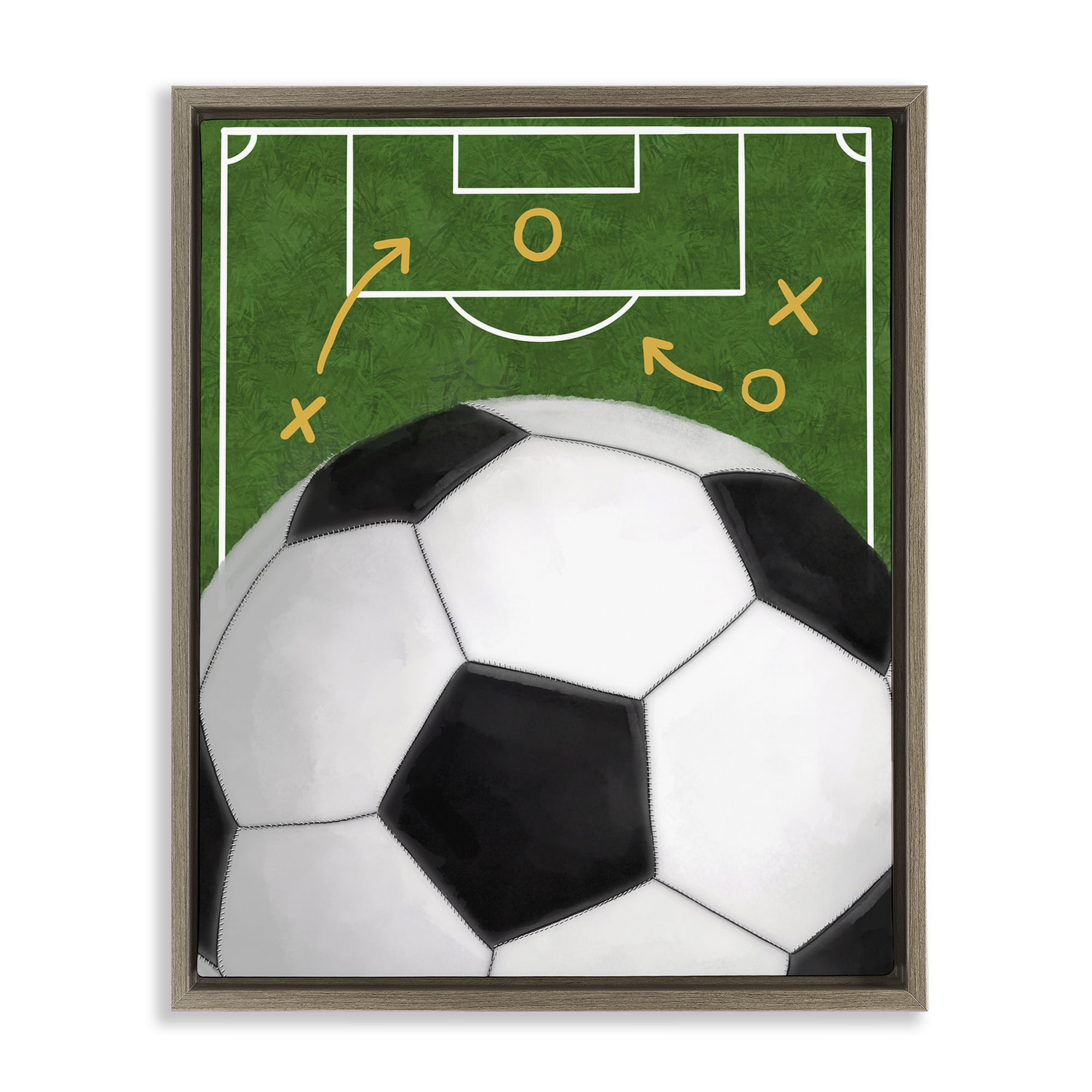 Stupell Industries Soccer Field & Ball Brown Framed Floater Canvas Wall Art, design by Jennifer Stith