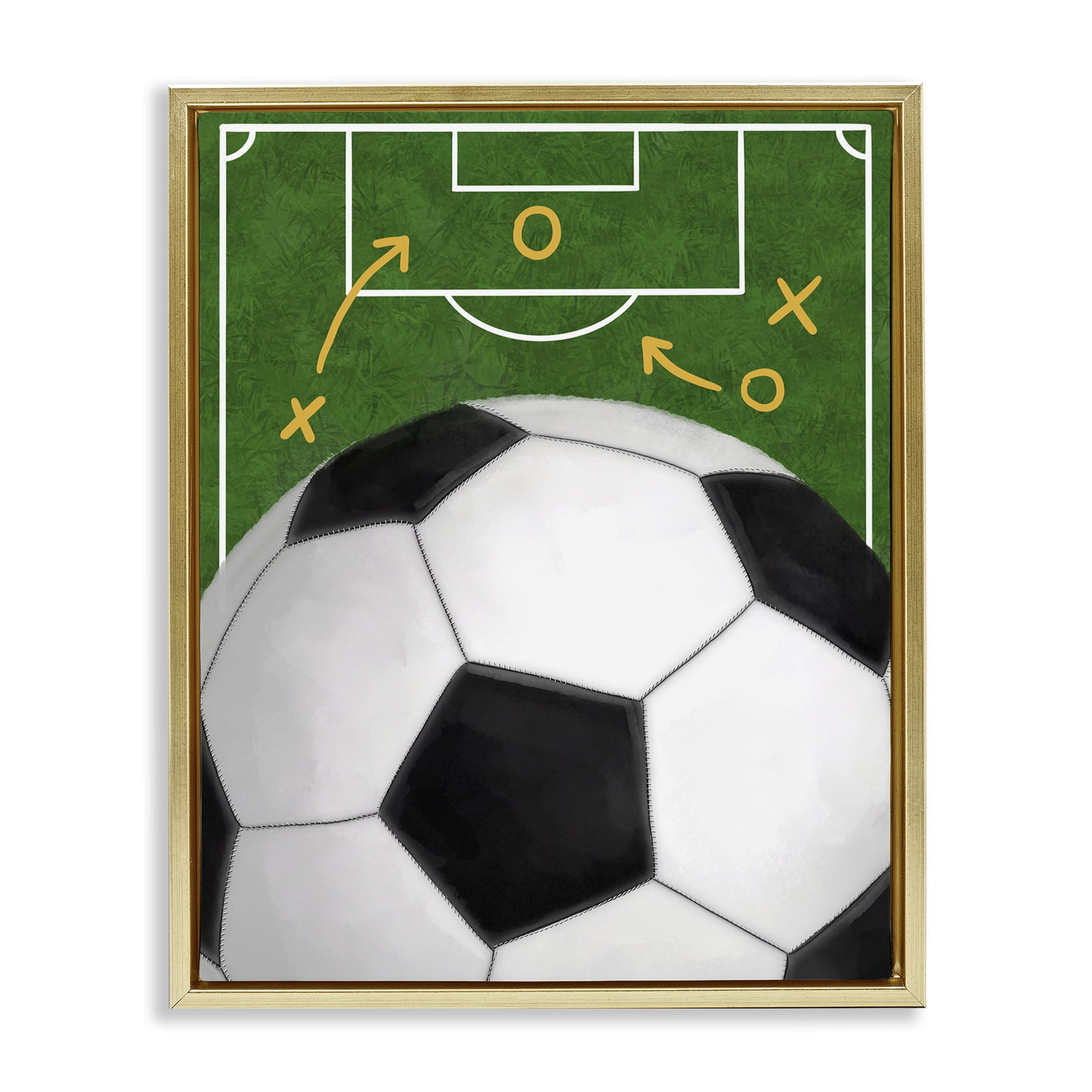 Stupell Industries Soccer Field & Ball Gold Framed Floater Canvas Wall Art, design by Jennifer Stith