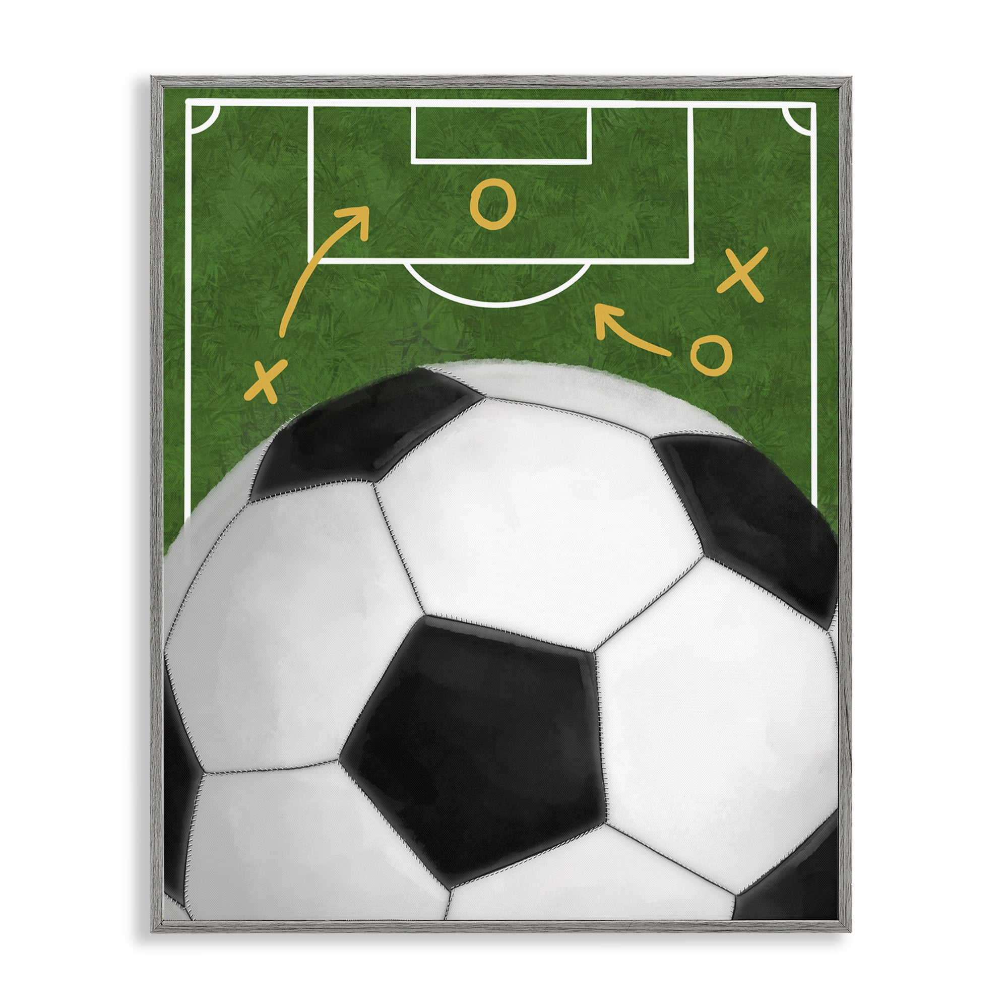 Stupell Industries Soccer Field & Ball Gray Framed Giclee Art, design by Jennifer Stith