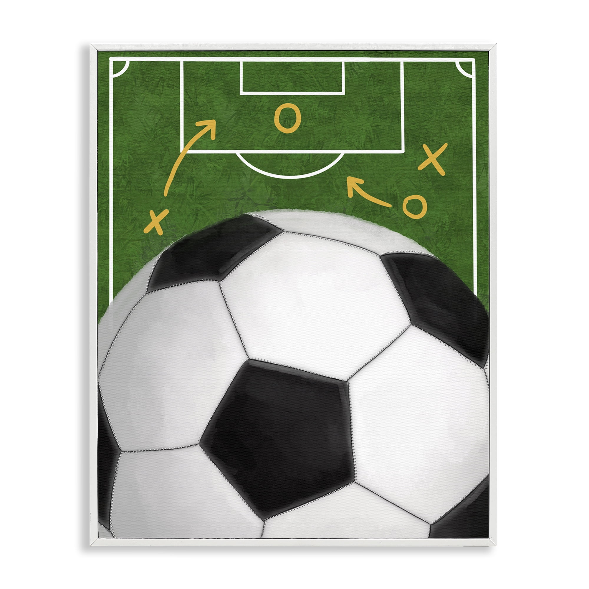 Stupell Industries Soccer Field & Ball White Framed Giclee Art, design by Jennifer Stith