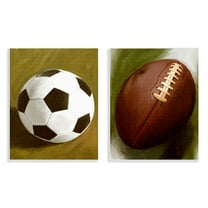 Stupell Industries Soccer & Football Traditional Sports Painting Unframed Art Print Wall Art, 11 x 14, Set of 2