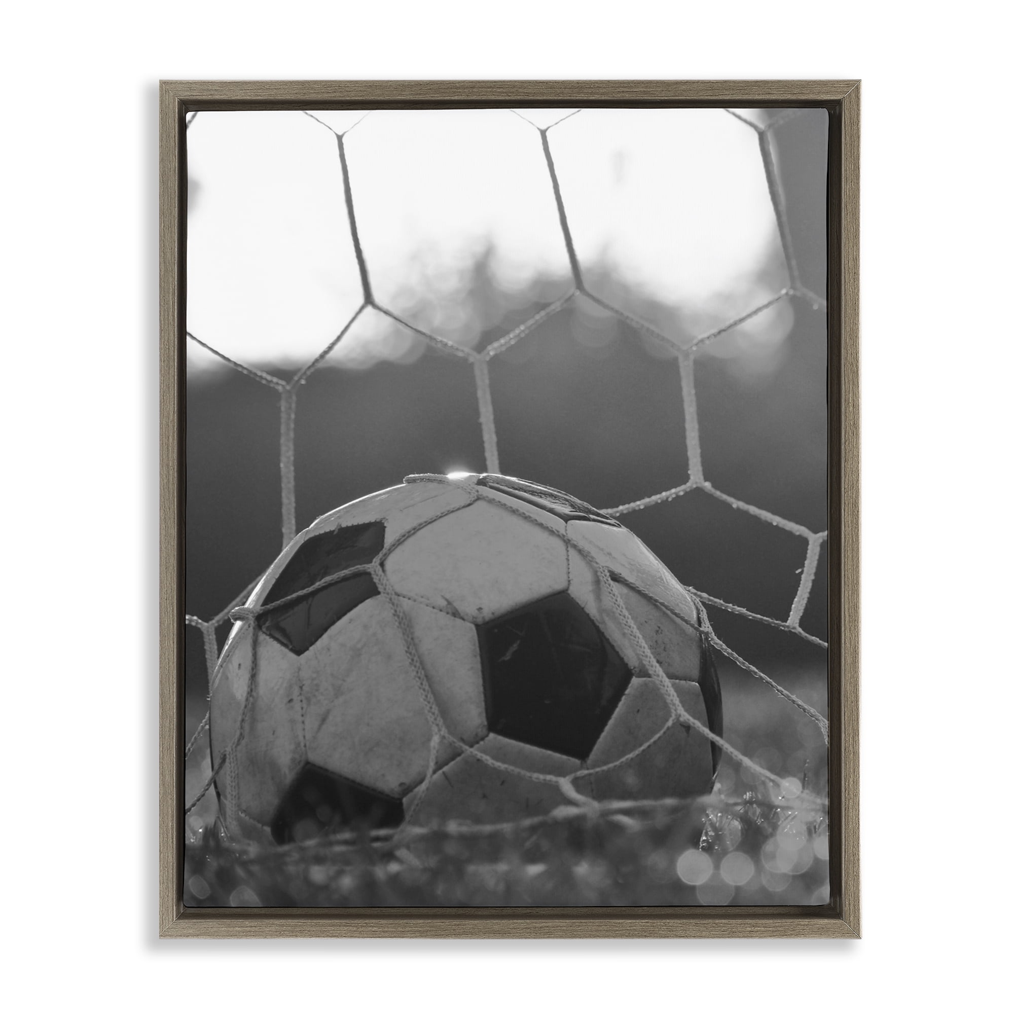 Stupell Industries Soccer Goal Score Brown Framed Floater Canvas Wall Art, design by Marcus Prime