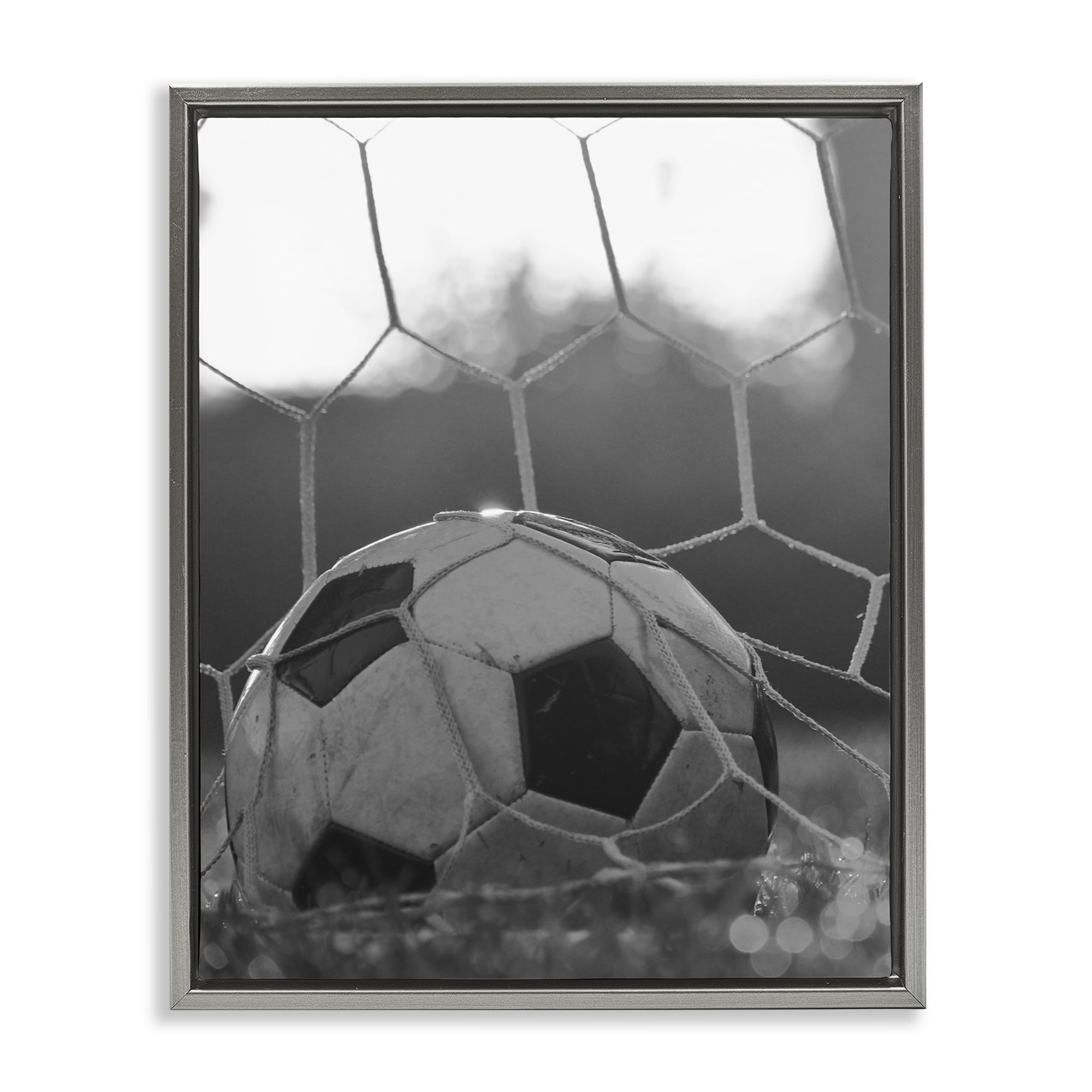 Stupell Industries Soccer Goal Score Gray Framed Floater Canvas Wall Art, design by Marcus Prime