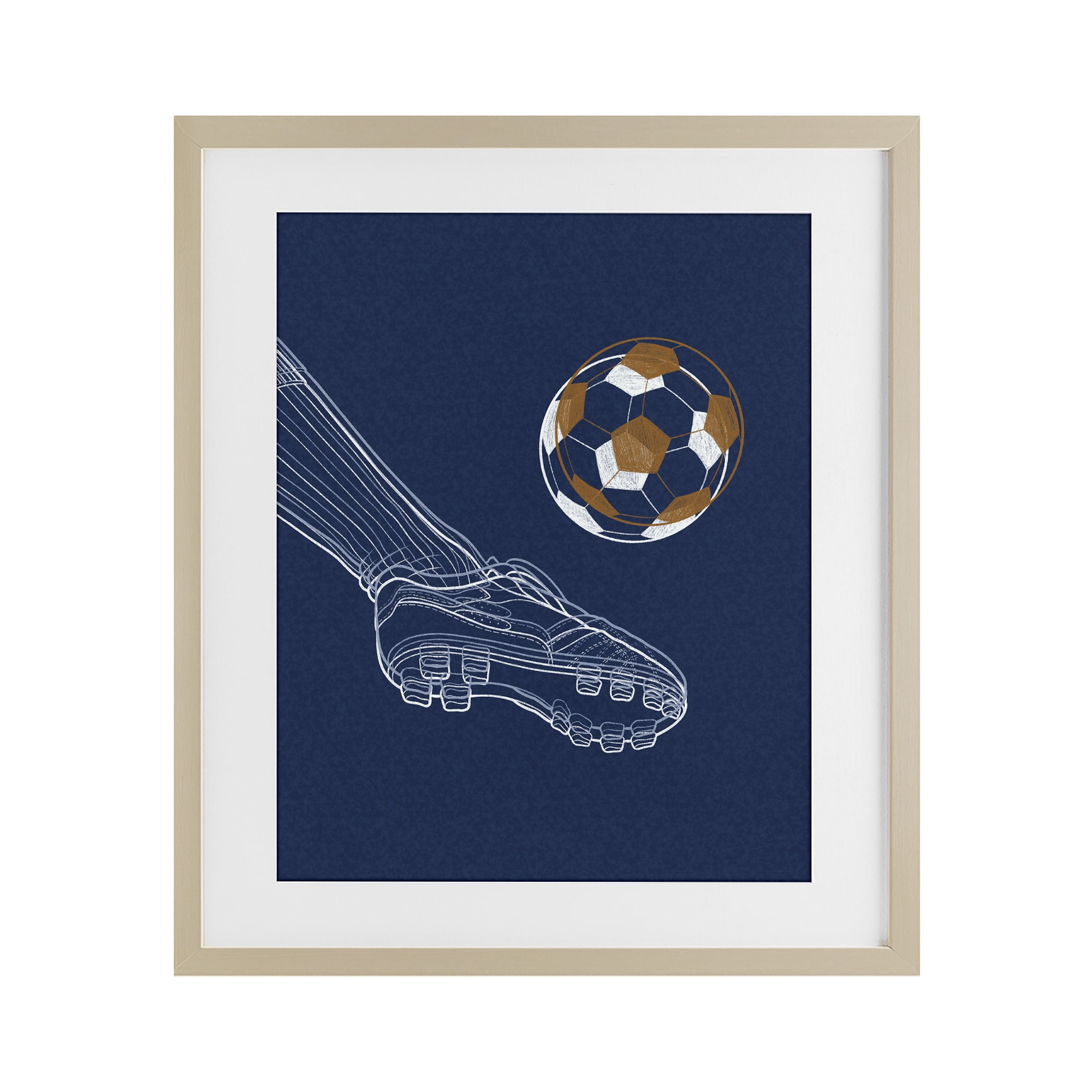Stupell Industries Soccer Lines Contour Birch Framed Print Under Glass, design by Marcus Prime