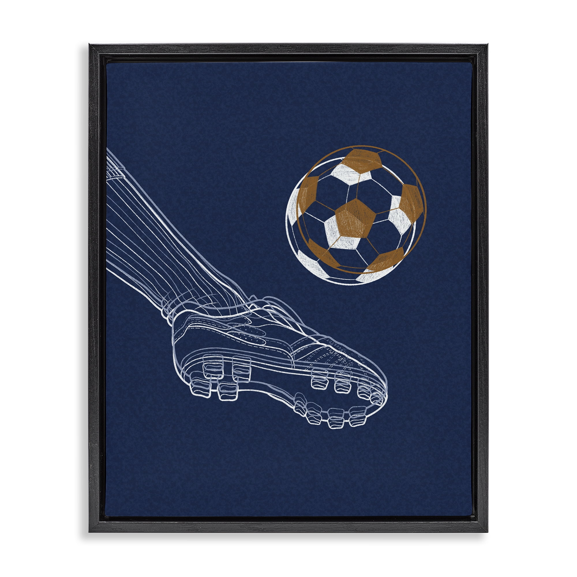 Stupell Industries Soccer Lines Contour Black Framed Floater Canvas Wall Art, design by Marcus Prime
