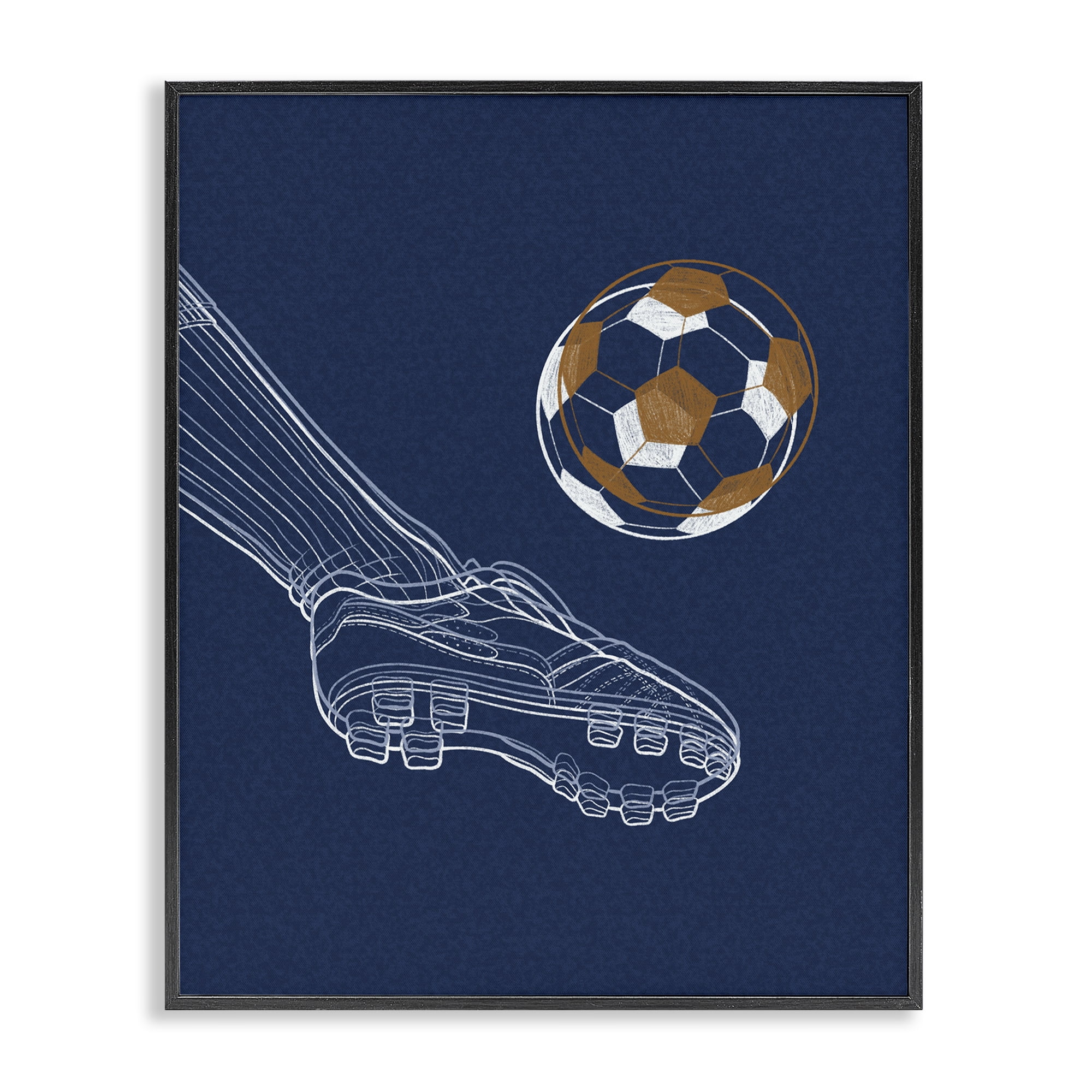 Stupell Industries Soccer Lines Contour Black Framed Giclee Art, design by Marcus Prime