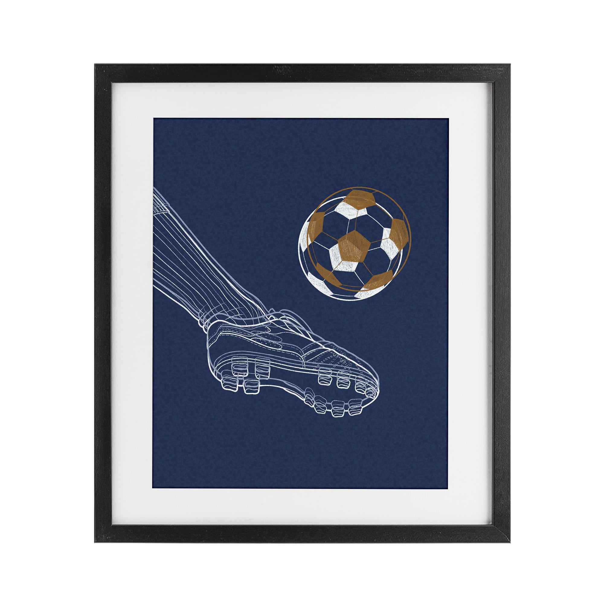 Stupell Industries Soccer Lines Contour Black Framed Print Under Glass, design by Marcus Prime