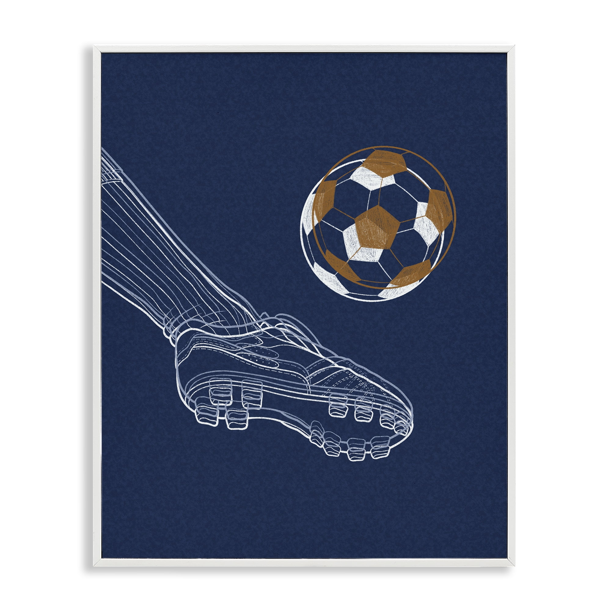 Stupell Industries Soccer Lines Contour White Framed Giclee Art, design by Marcus Prime