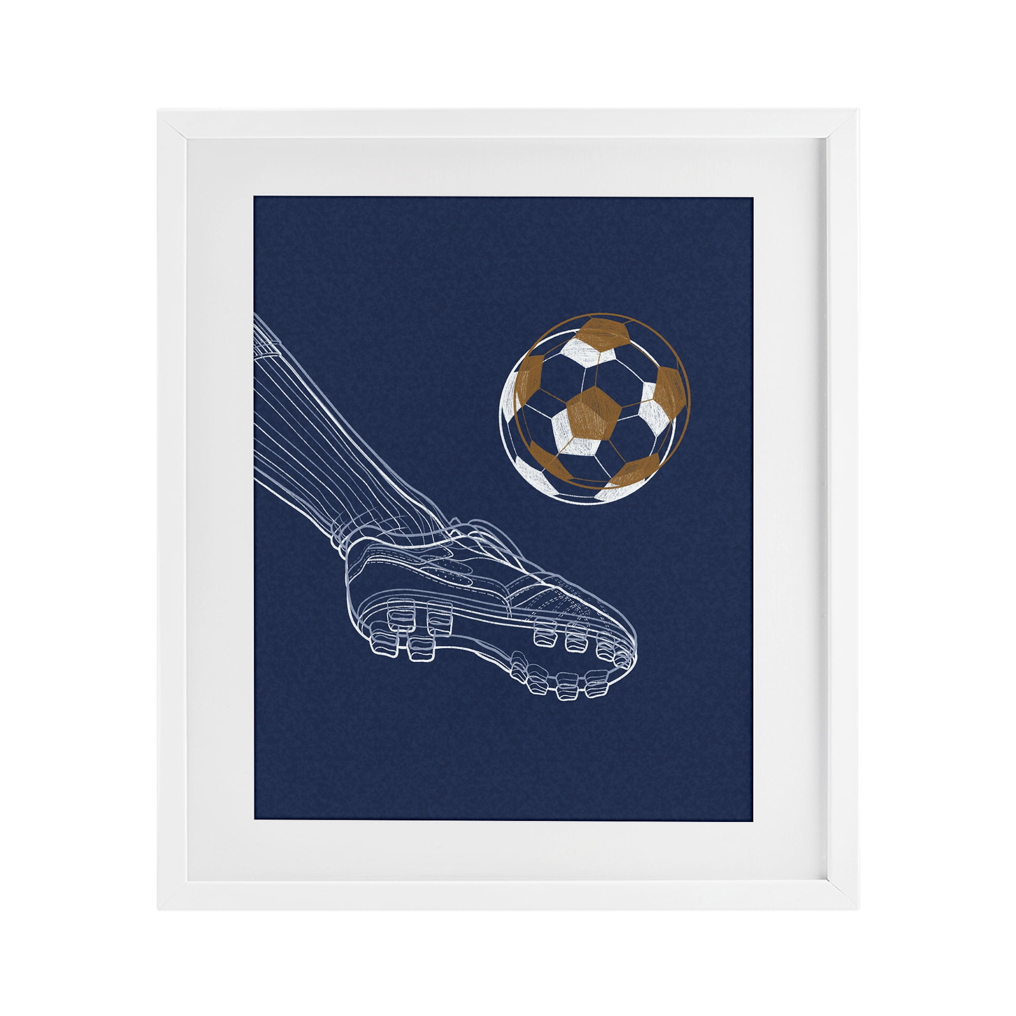 Stupell Industries Soccer Lines Contour White Framed Print Under Glass, design by Marcus Prime