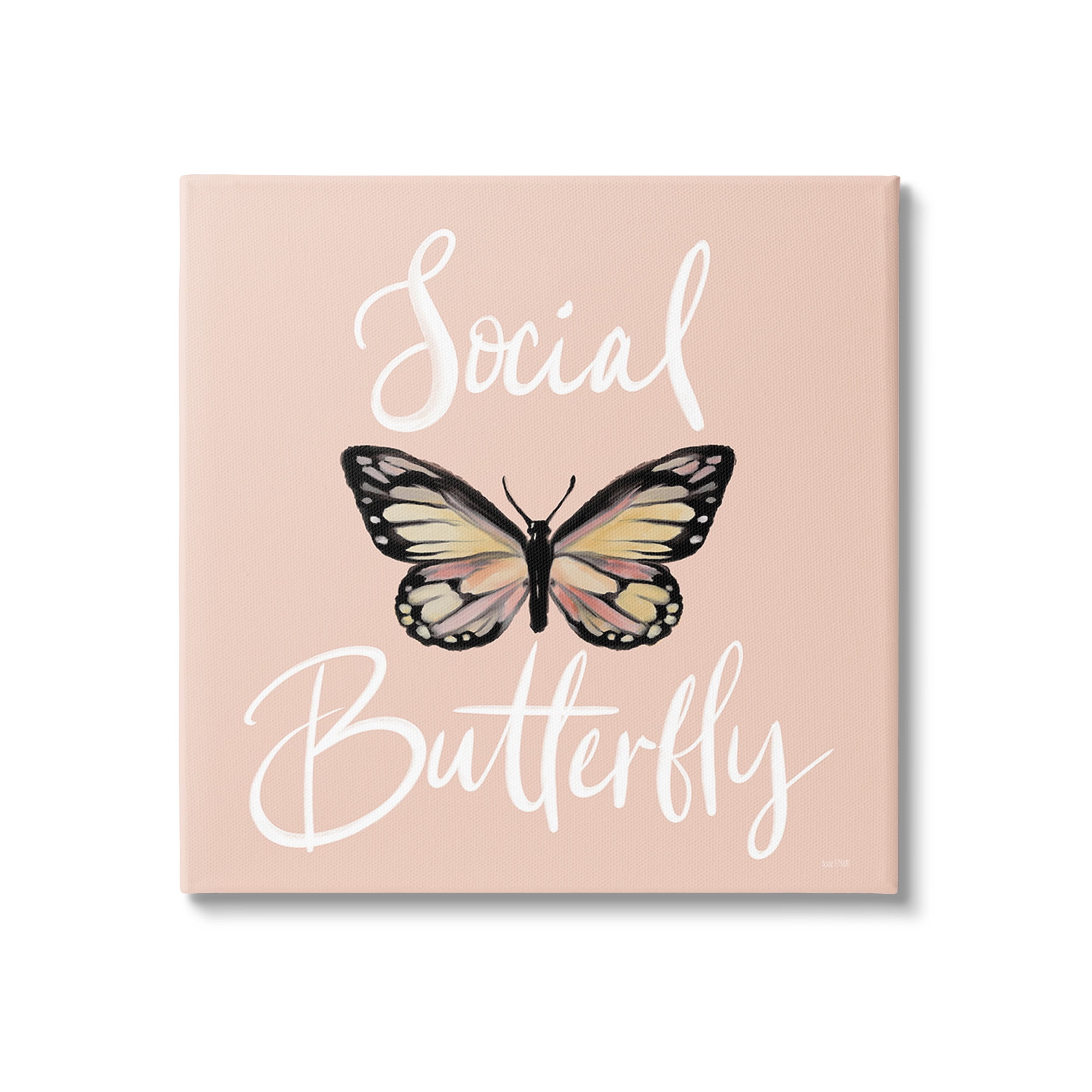 Stupell Industries Social Butterfly Phrase Animals & Insects Painting Gallery Wrapped Canvas Art Print Wall Art, 36 x 36