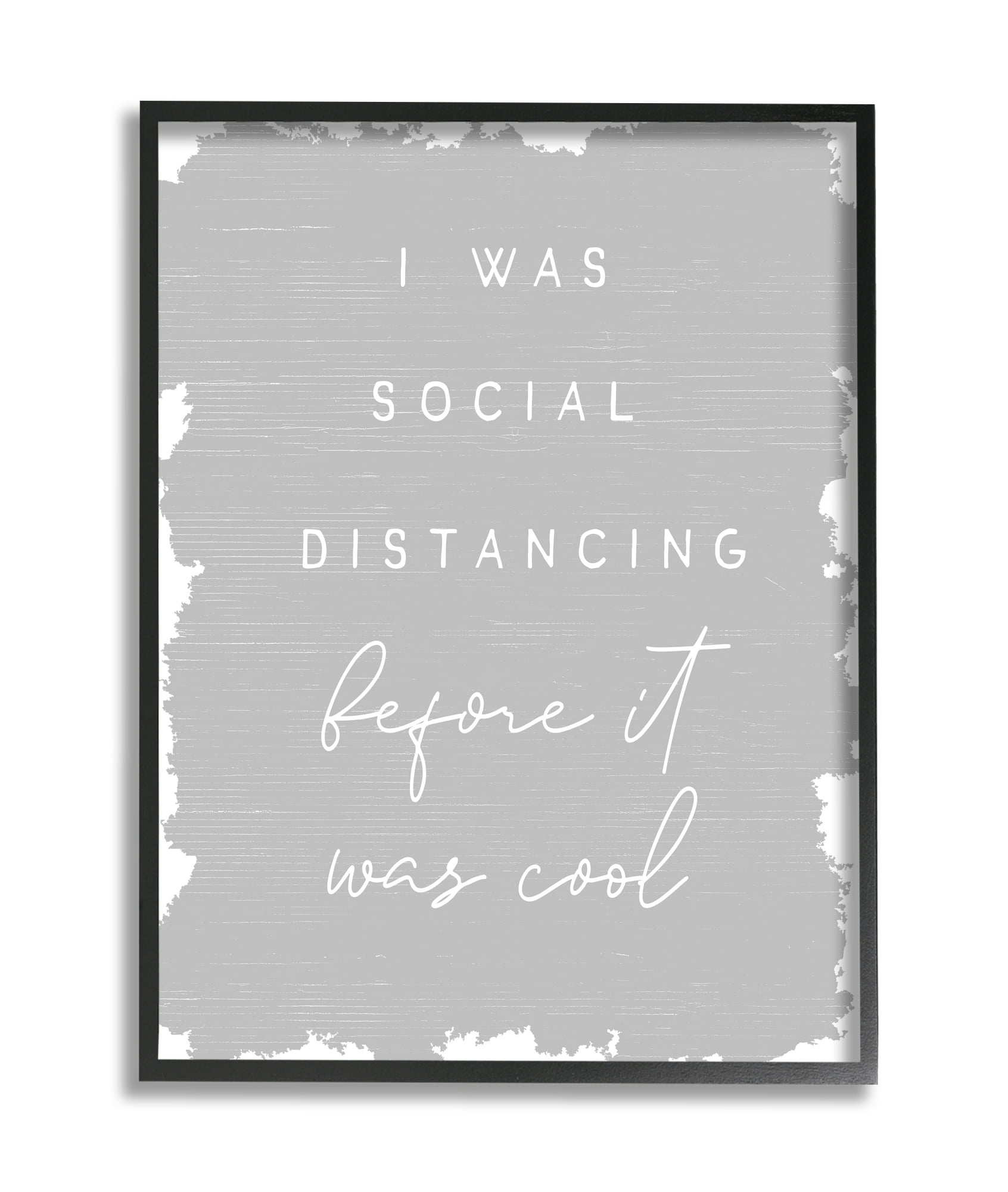 Stupell Industries Social Distancing Before It’s Cool Sassy Hipster Phrase Black Framed, 11 x 14, Design by Daphne Polselli