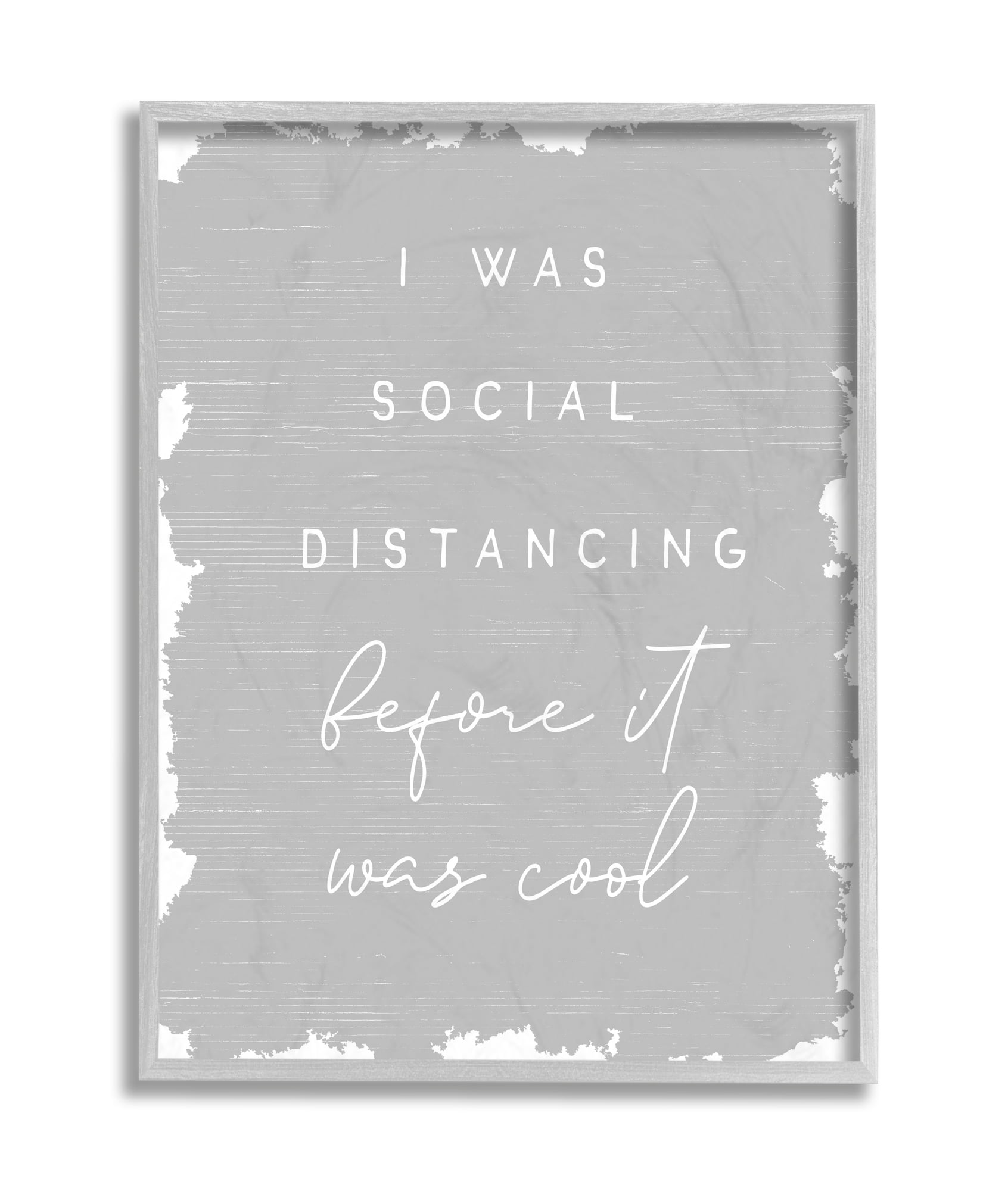 Stupell Industries Social Distancing Before It’s Cool Sassy Hipster Phrase Grey Framed, 16 x 20, Design by Daphne Polselli