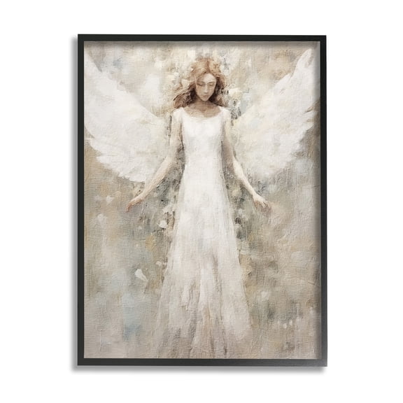 Stupell Industries Soft Abstract Angel Abstract Painting Black Framed Art Print Wall Art, 24 x 30
