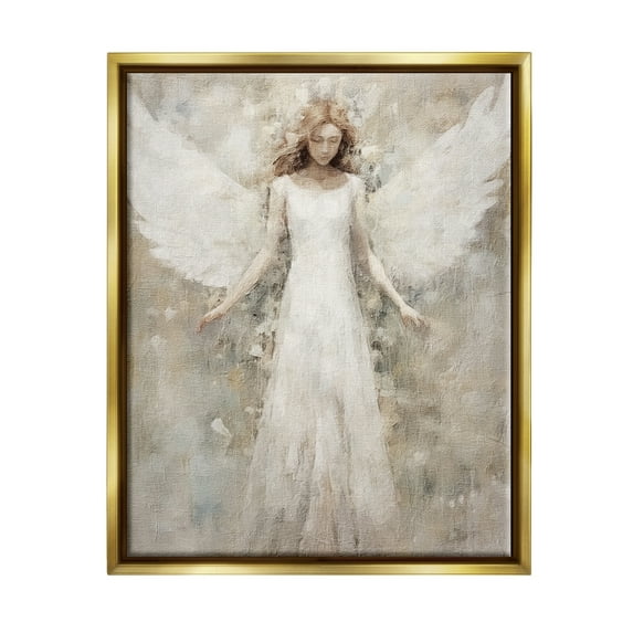 Stupell Industries Soft Abstract Angel Abstract Painting Gold Floater Framed Canvas Art Print Wall Art, 17 x 21