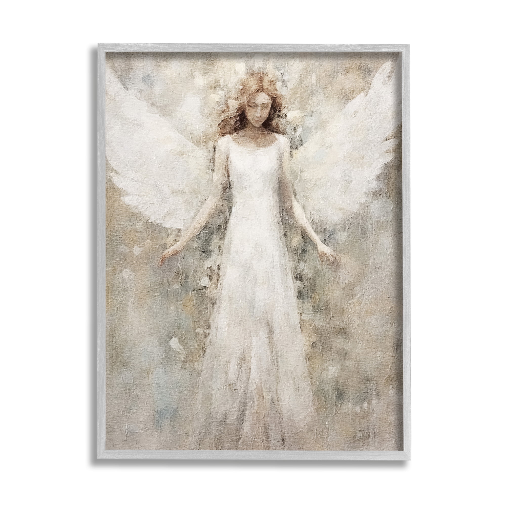 Stupell Industries Soft Abstract Angel Abstract Painting Gray Framed Art Print Wall Art, 11 x 14