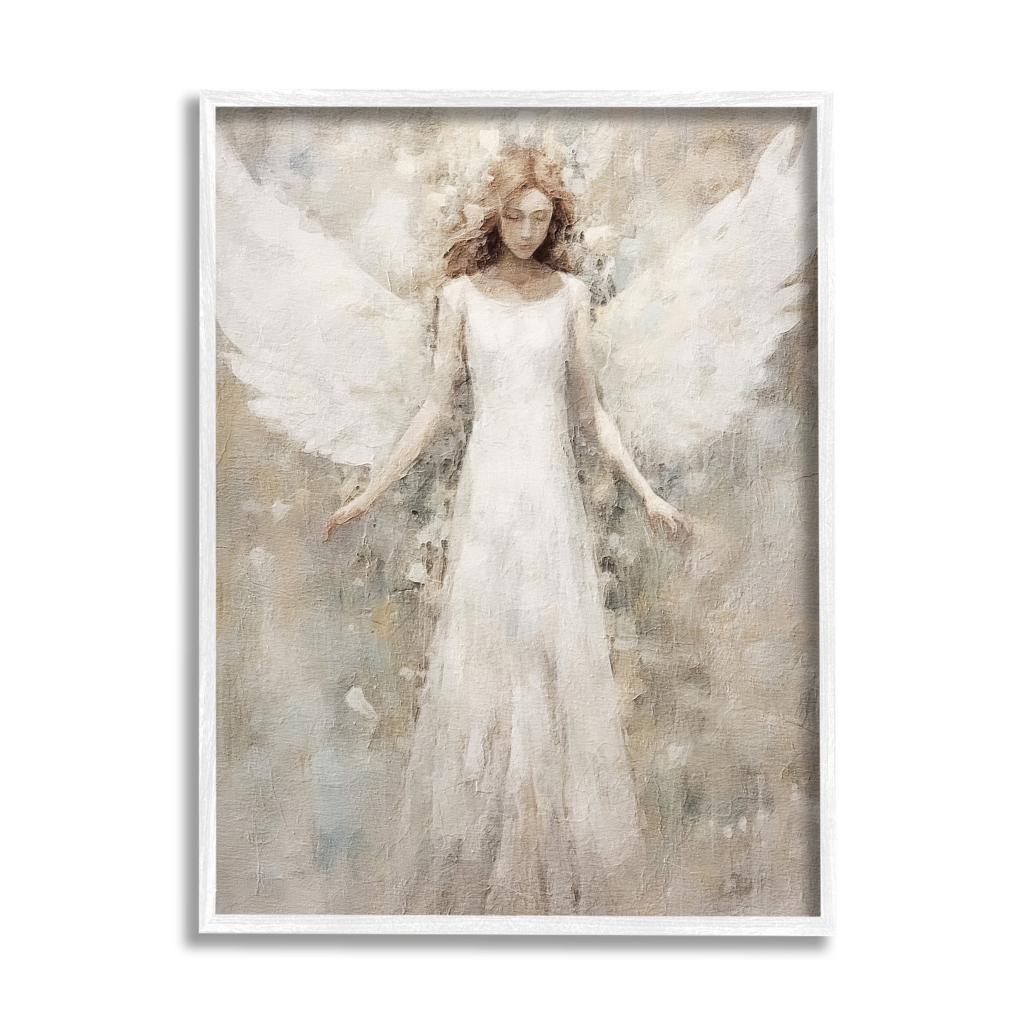 Stupell Industries Soft Abstract Angel Abstract Painting White Framed Art Print Wall Art, 24 x 30