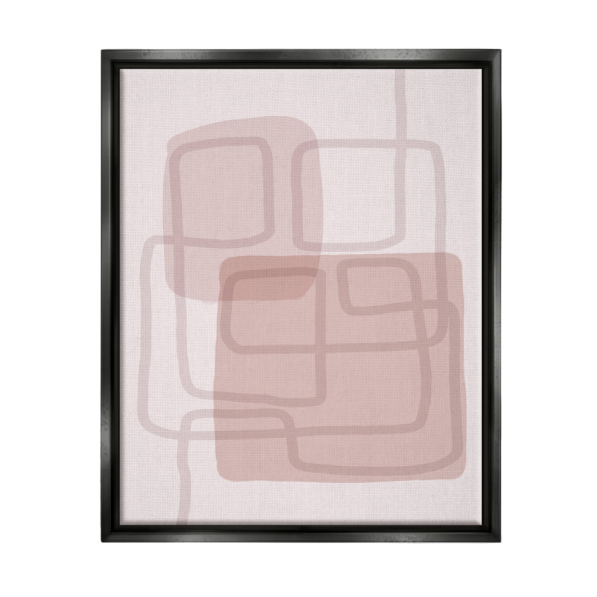 Stupell Industries Soft Abstract Boho Squares Abstract Painting Black Floater Framed Art Print Wall Art