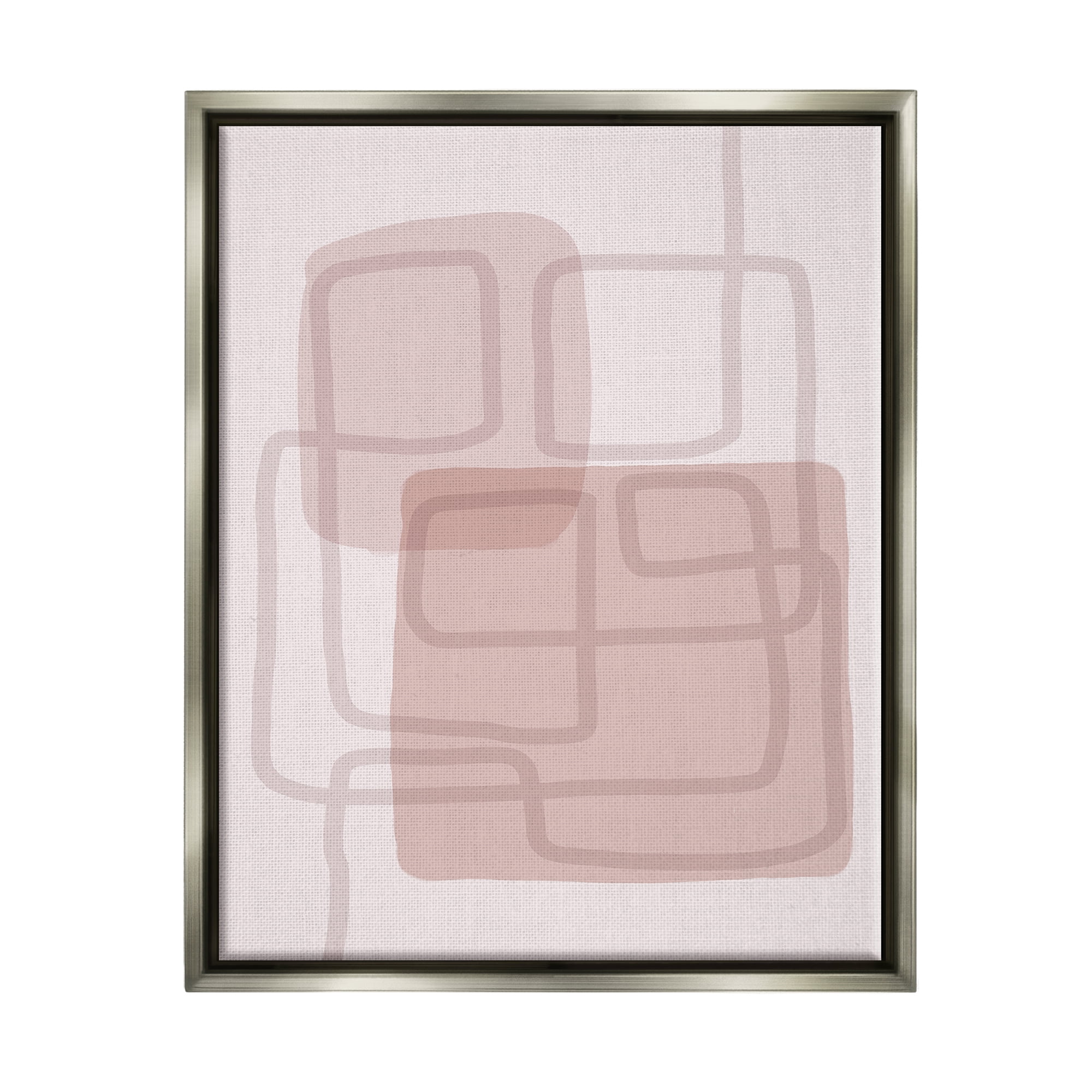 Stupell Industries Soft Abstract Boho Squares Abstract Painting Gray Floater Framed Art Print Wall Art
