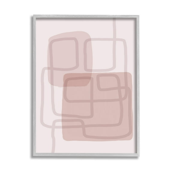 Stupell Industries Soft Abstract Boho Squares Abstract Painting Gray Framed Art Print Wall Art