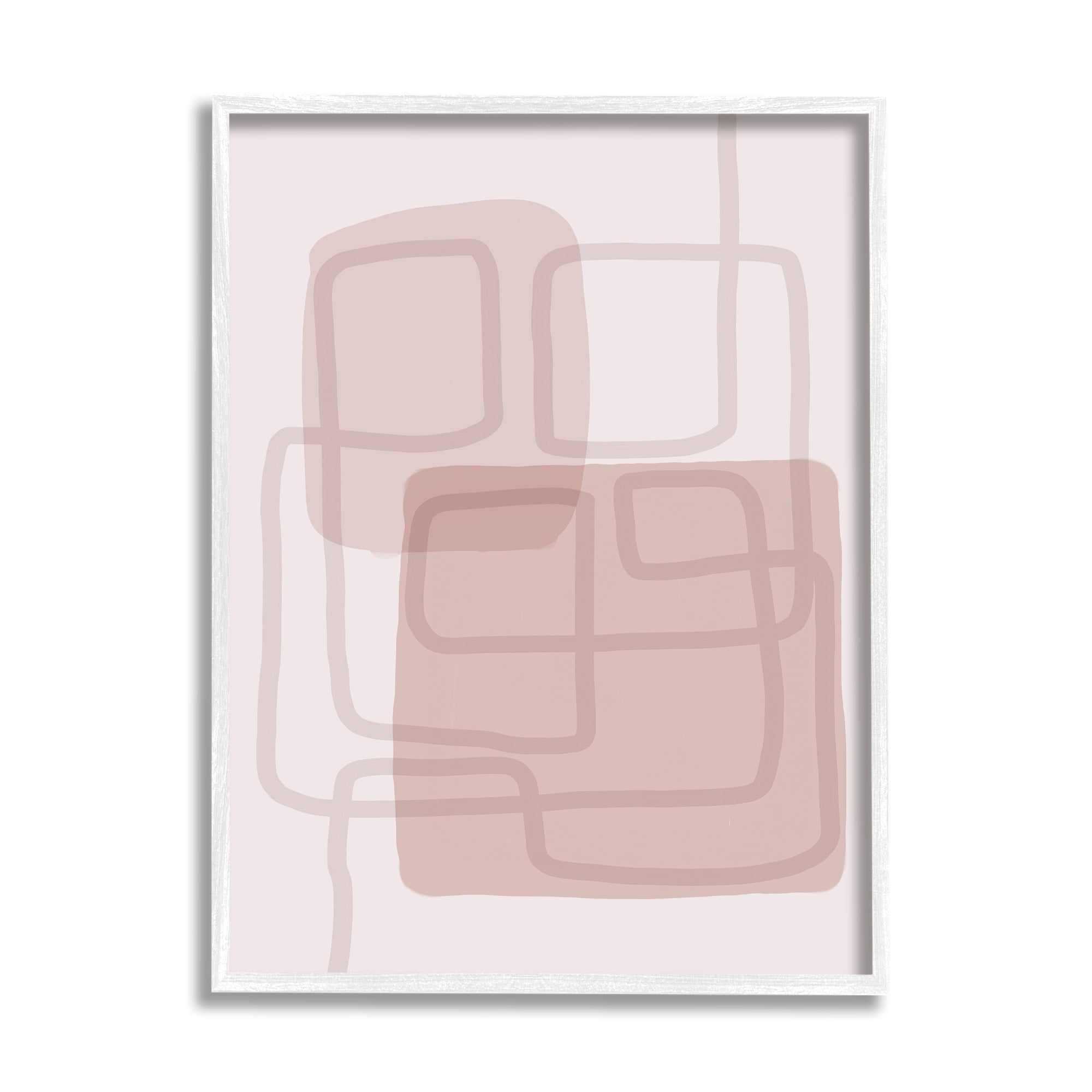 Stupell Industries Soft Abstract Boho Squares Abstract Painting White Framed Art Print Wall Art