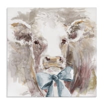 Stupell Industries Soft Abstract Cow & Bow Animals Painting Wrapped Canvas Canvas Art Print Wall Art, 17 x 17