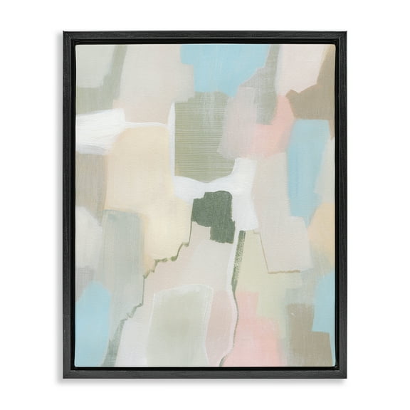 Stupell Industries Soft Abstract Expression Abstract Painting Black Floater Framed Canvas Art Print Wall Art, 17 x 21